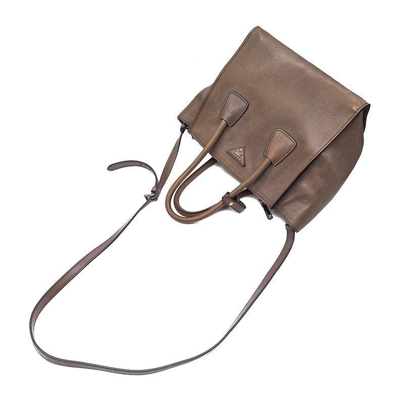 Prada Glace Calf Double Handle Tote and Shoulder Bag Size ONE SIZE - 4 Thumbnail