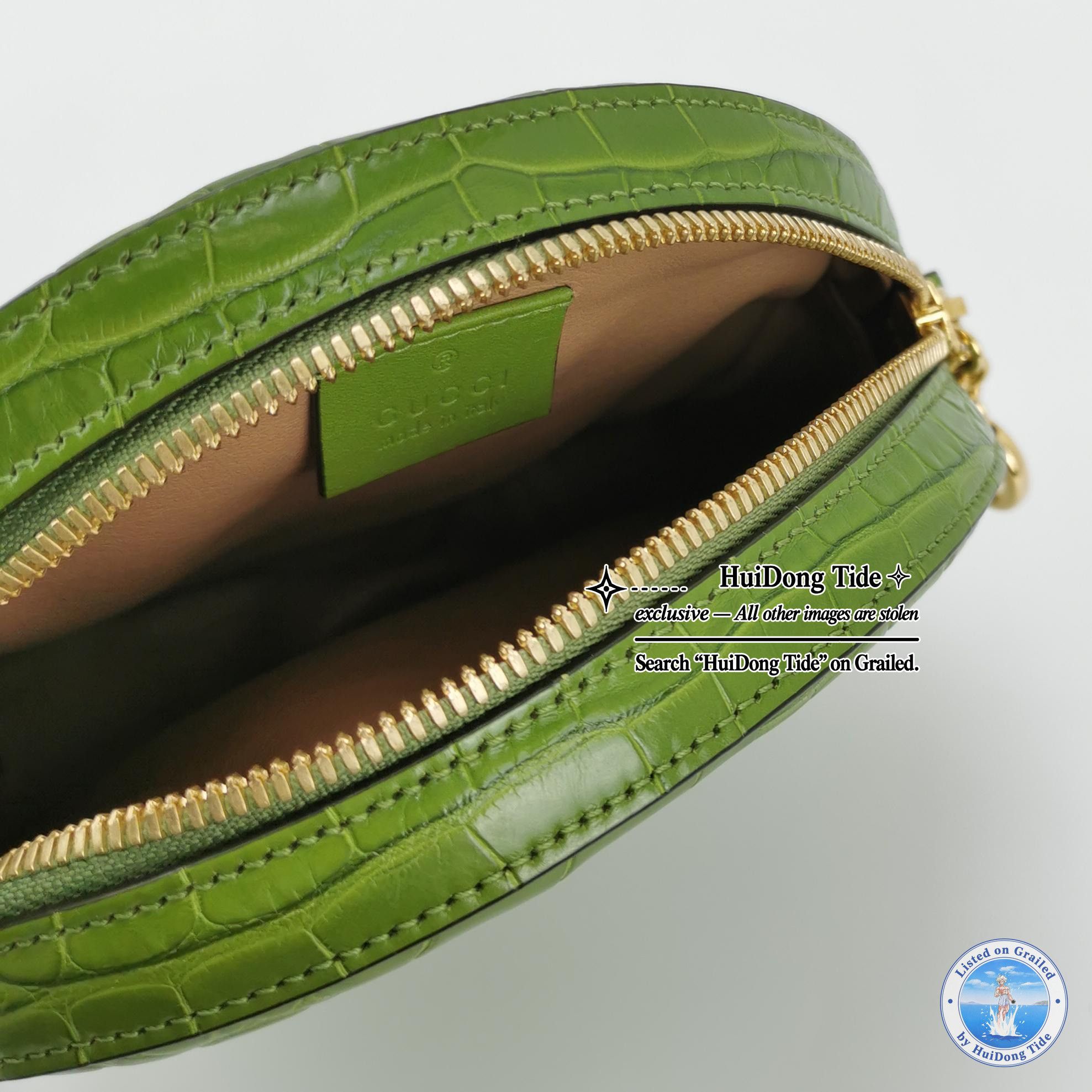Gucci Gucci Ophidia Green Crocodile Embossed Mini Shoulder Bag Size ONE SIZE - 7 Thumbnail