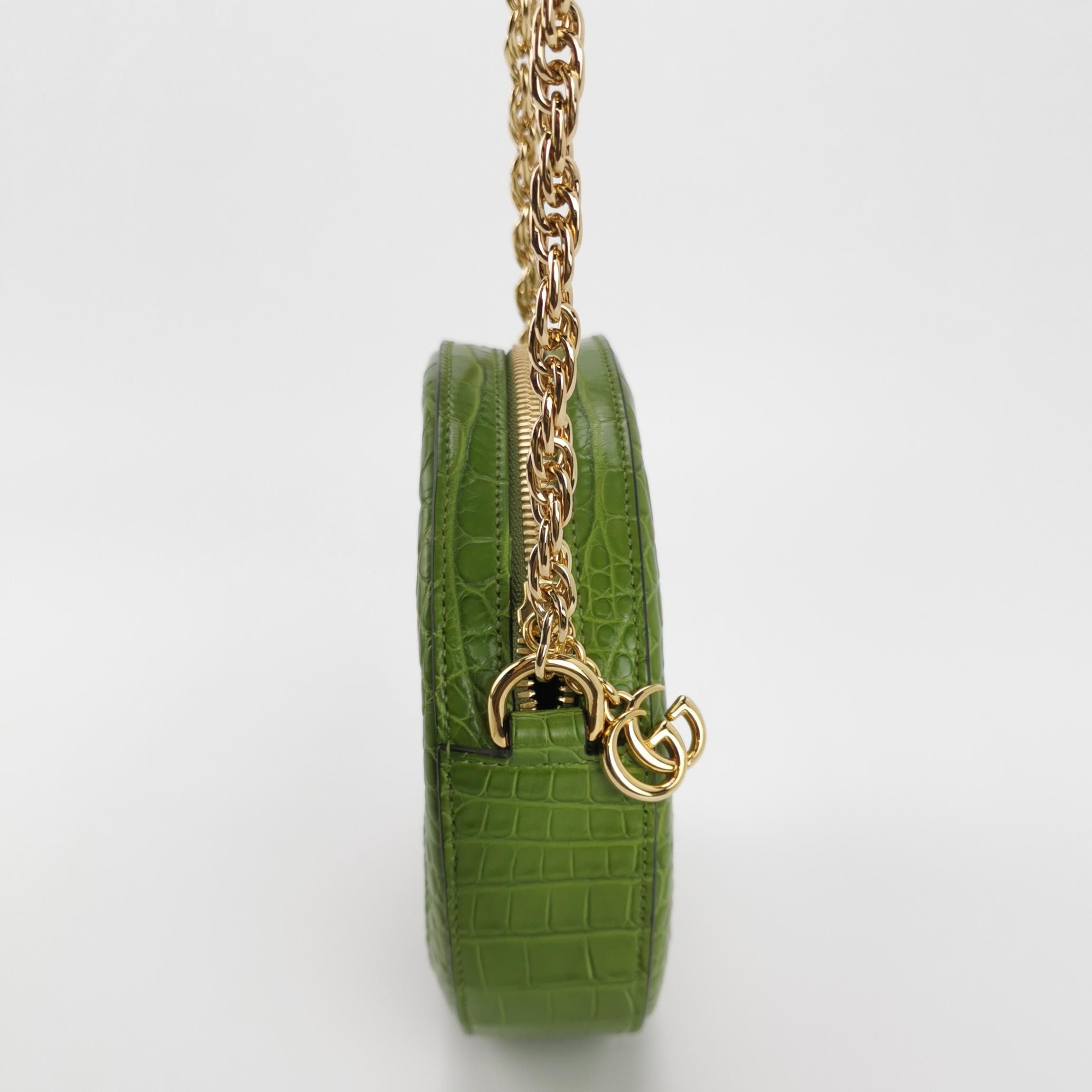 Gucci Gucci Ophidia Green Crocodile Embossed Mini Shoulder Bag Size ONE SIZE - 4 Thumbnail