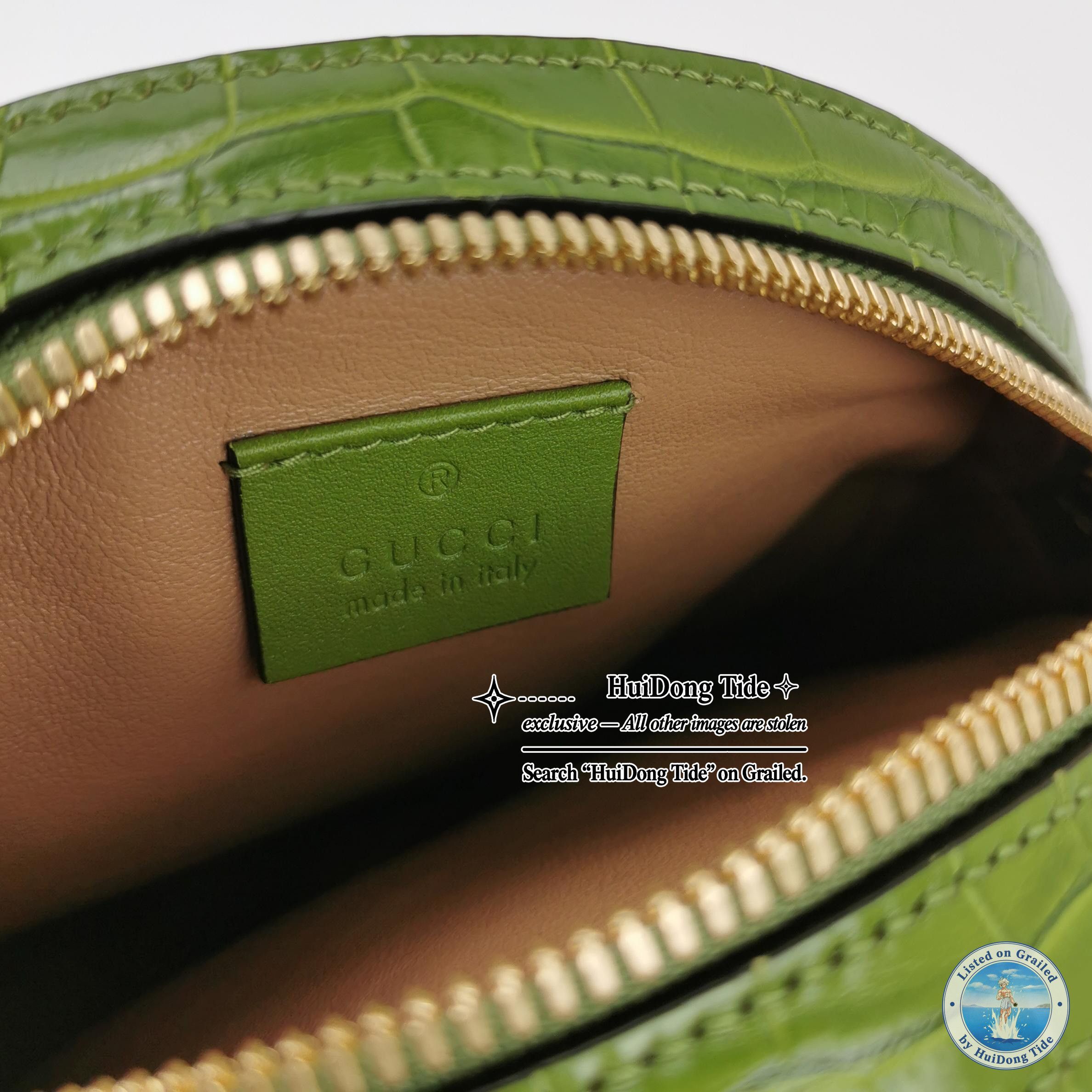 Gucci Gucci Ophidia Green Crocodile Embossed Mini Shoulder Bag Size ONE SIZE - 8 Thumbnail