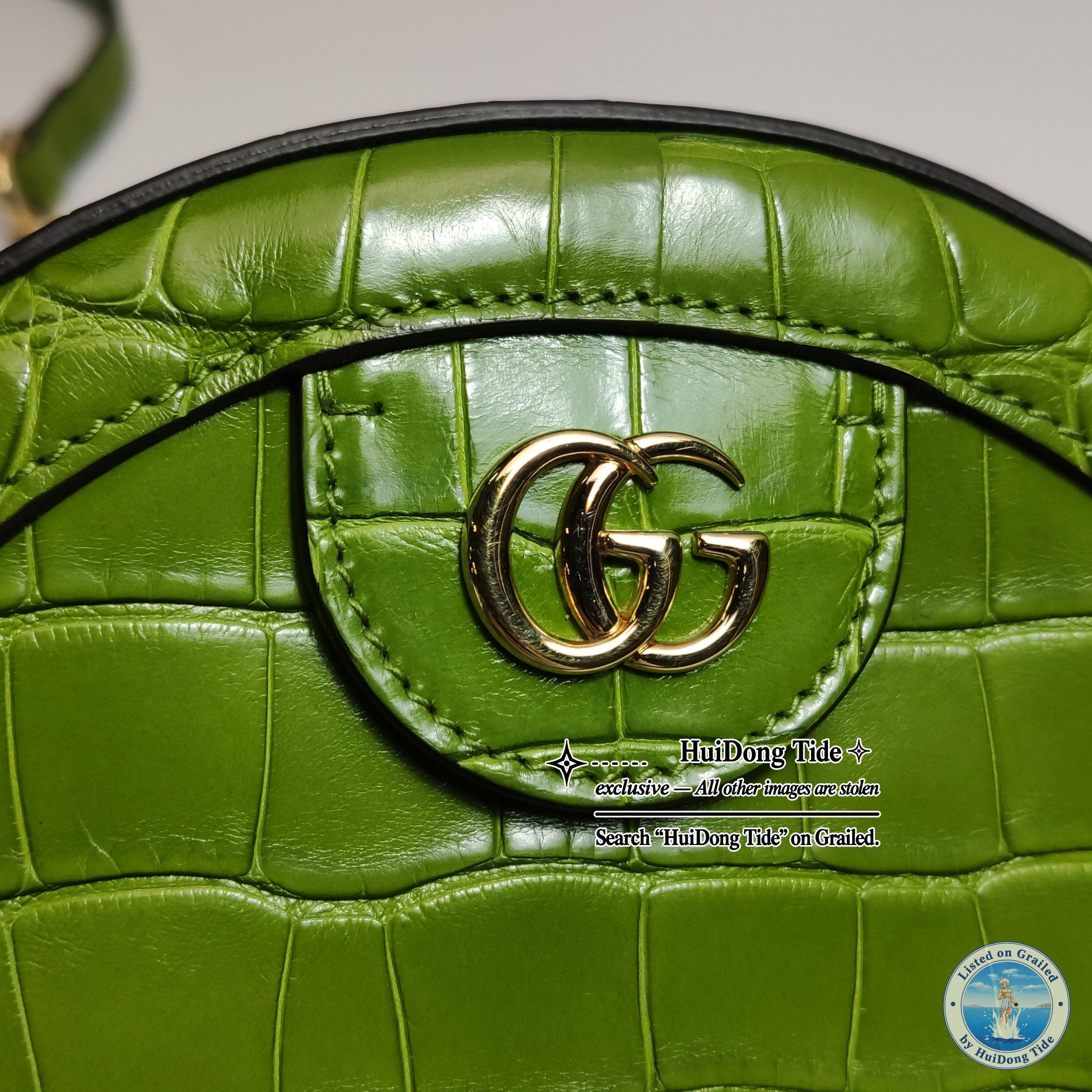 Gucci Gucci Ophidia Green Crocodile Embossed Mini Shoulder Bag Size ONE SIZE - 11 Thumbnail