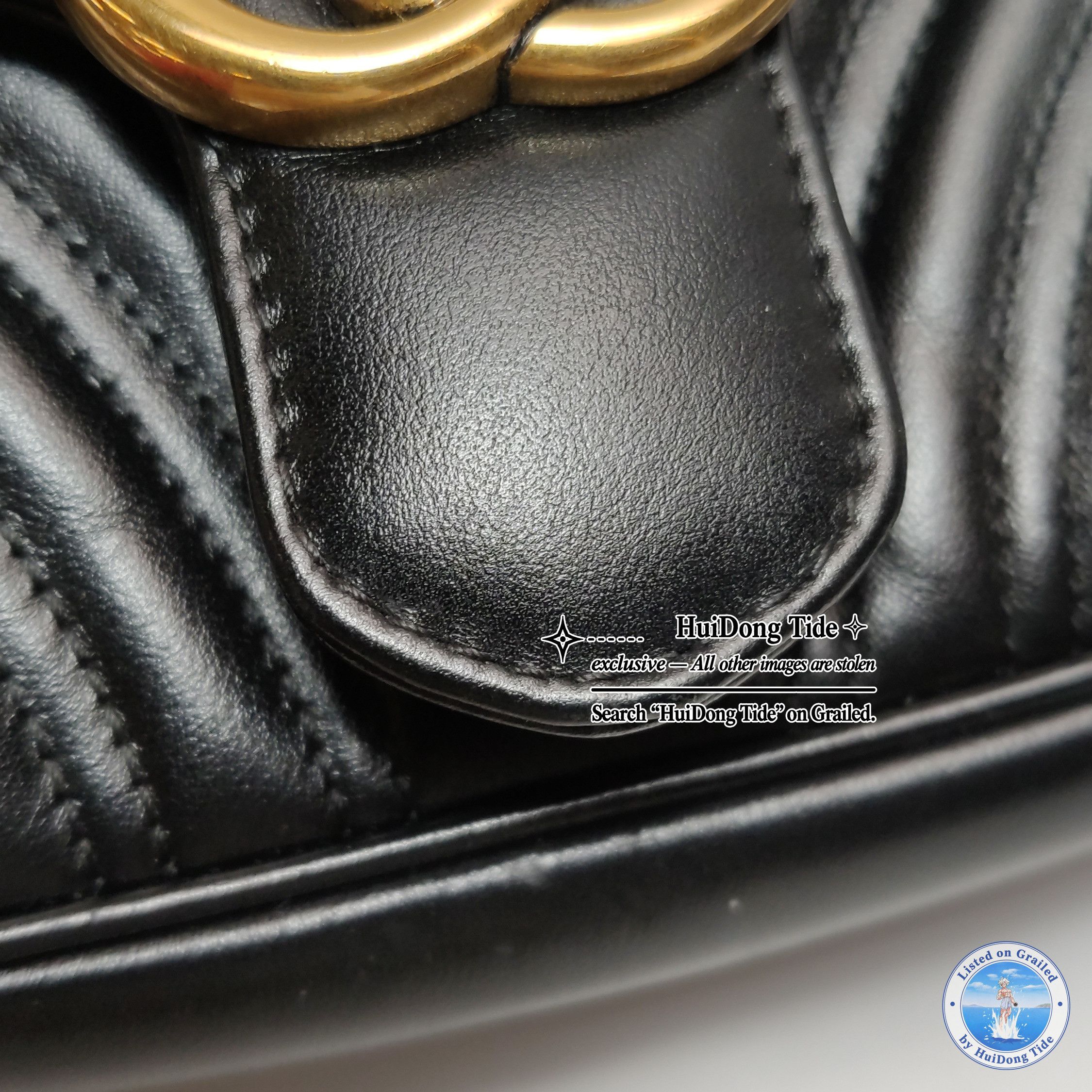 Gucci Gucci Black GG Marmont Leather Small Shoulder Bag Size ONE SIZE - 18 Thumbnail