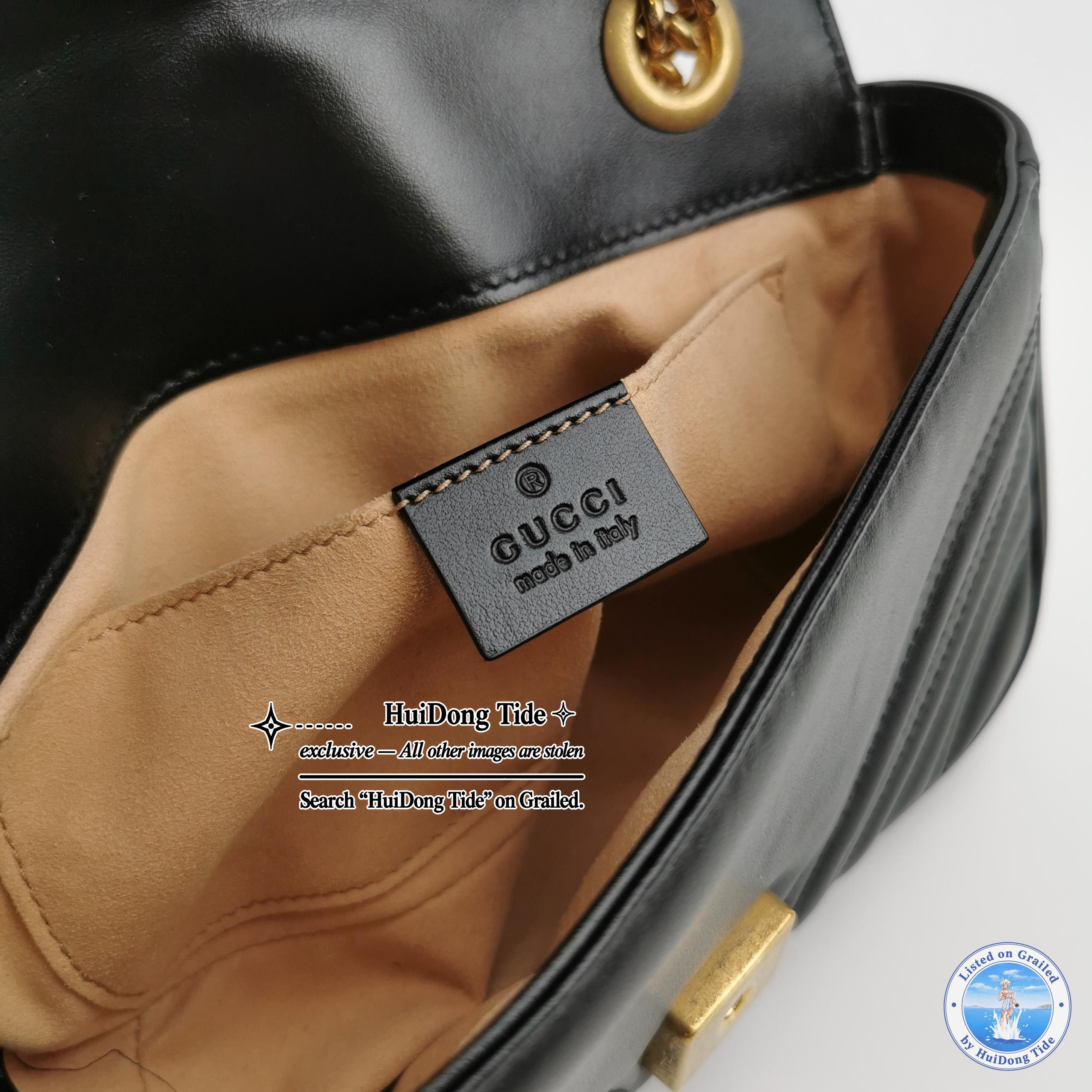 Gucci Gucci Black GG Marmont Leather Small Shoulder Bag Size ONE SIZE - 8 Thumbnail