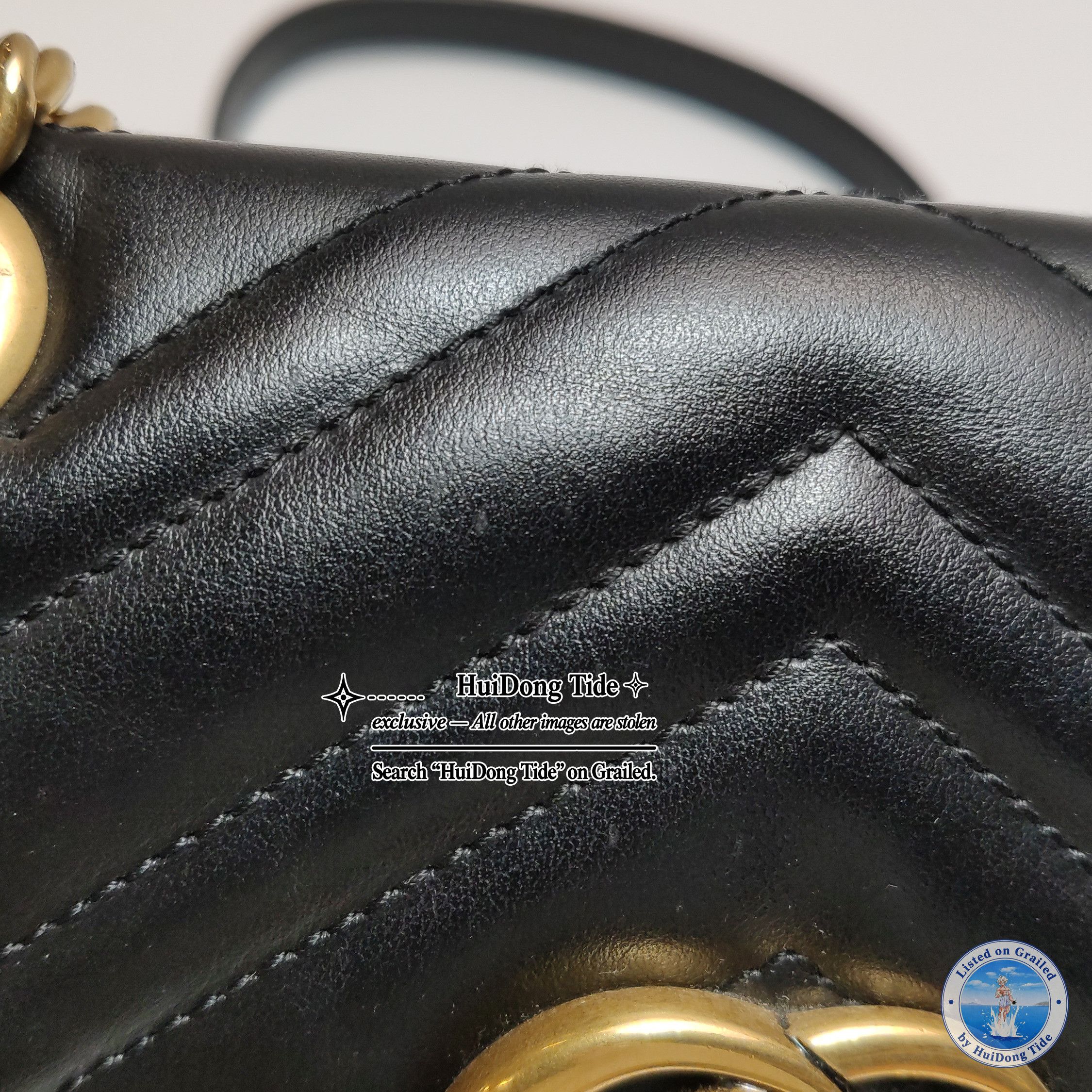 Gucci Gucci Black GG Marmont Leather Small Shoulder Bag Size ONE SIZE - 15 Thumbnail