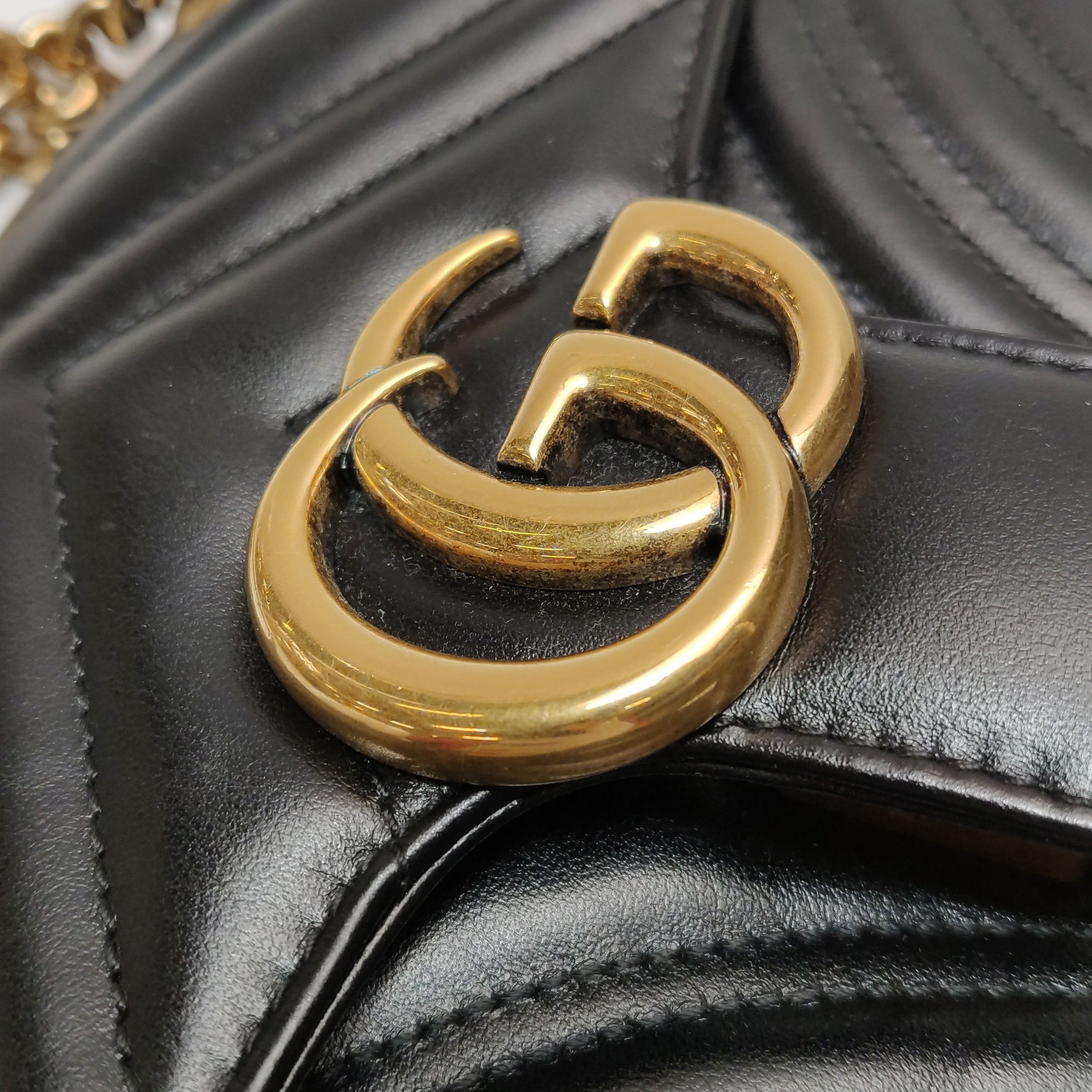 Gucci Gucci Black GG Marmont Leather Small Shoulder Bag Size ONE SIZE - 14 Thumbnail
