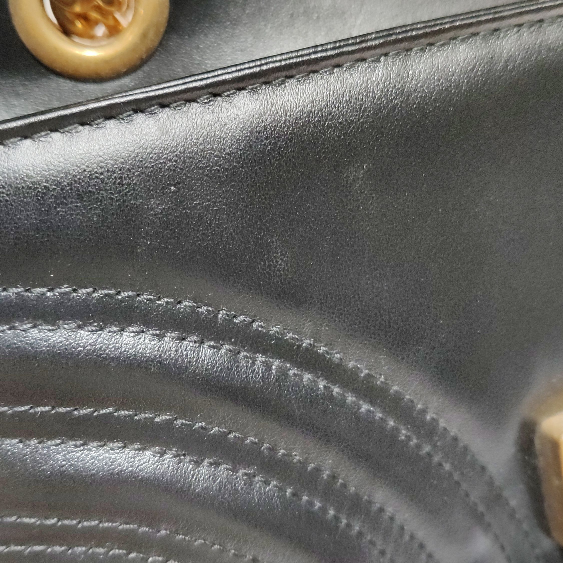 Gucci Gucci Black GG Marmont Leather Small Shoulder Bag Size ONE SIZE - 17 Thumbnail