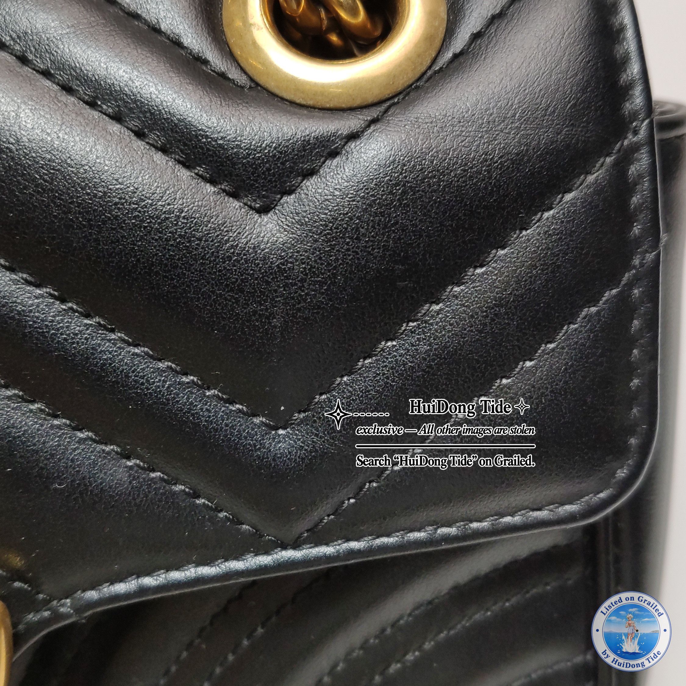 Gucci Gucci Black GG Marmont Leather Small Shoulder Bag Size ONE SIZE - 16 Thumbnail
