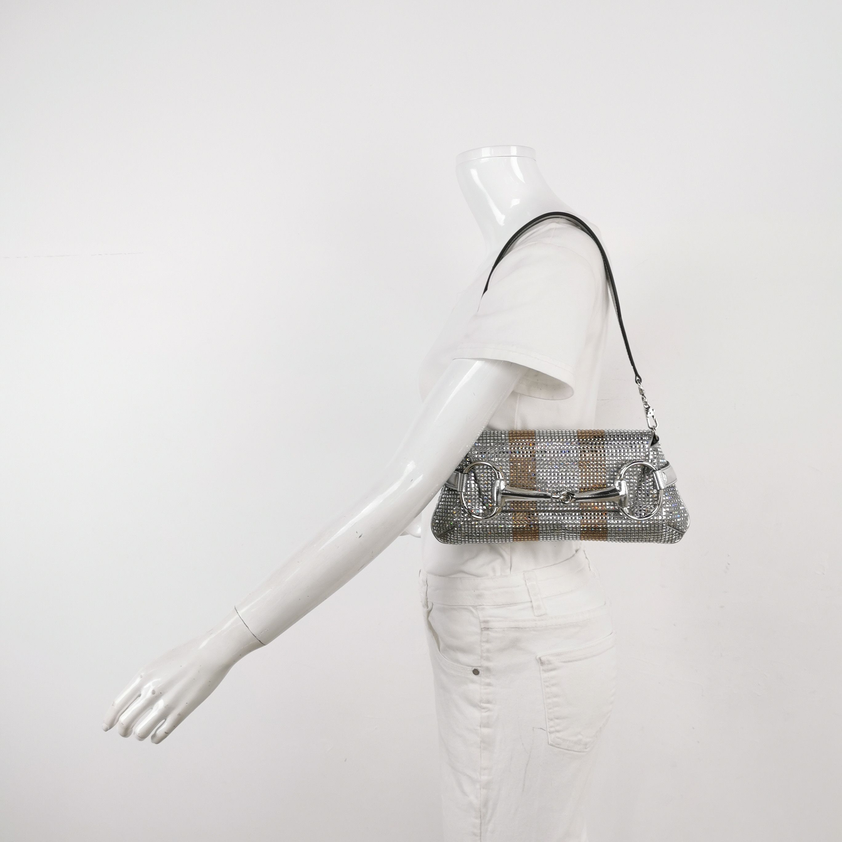 Gucci Gucci Horsebit Chain Crystal Embellished Shoulder Bag OS Size ONE SIZE - 2 Thumbnail