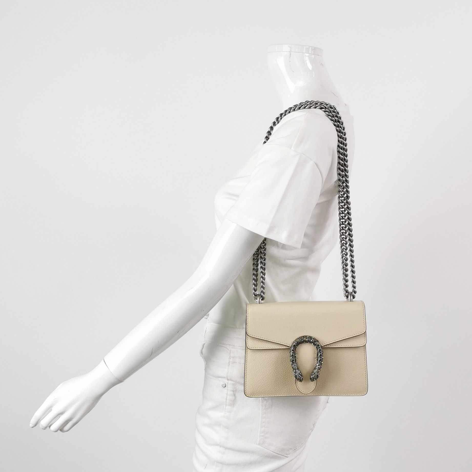 Gucci Gucci Dionysus Mini Leather Shoulder Bag White Size ONE SIZE - 2 Thumbnail
