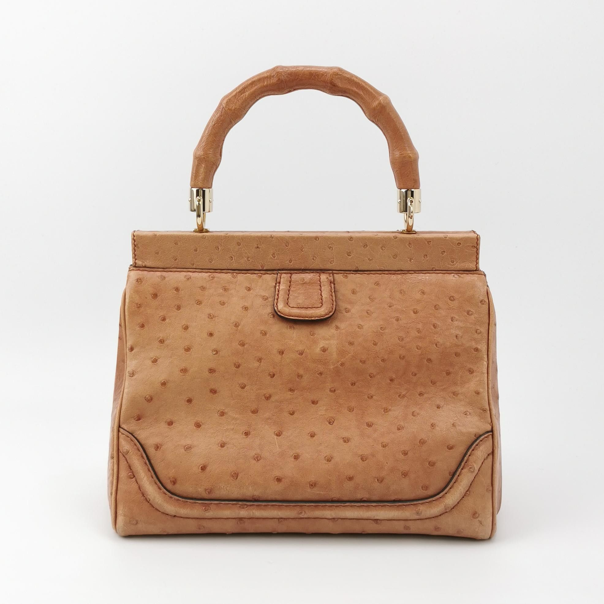 Gucci Gucci Ostrich Leather Bamboo Handle Bag Size ONE SIZE - 4 Thumbnail