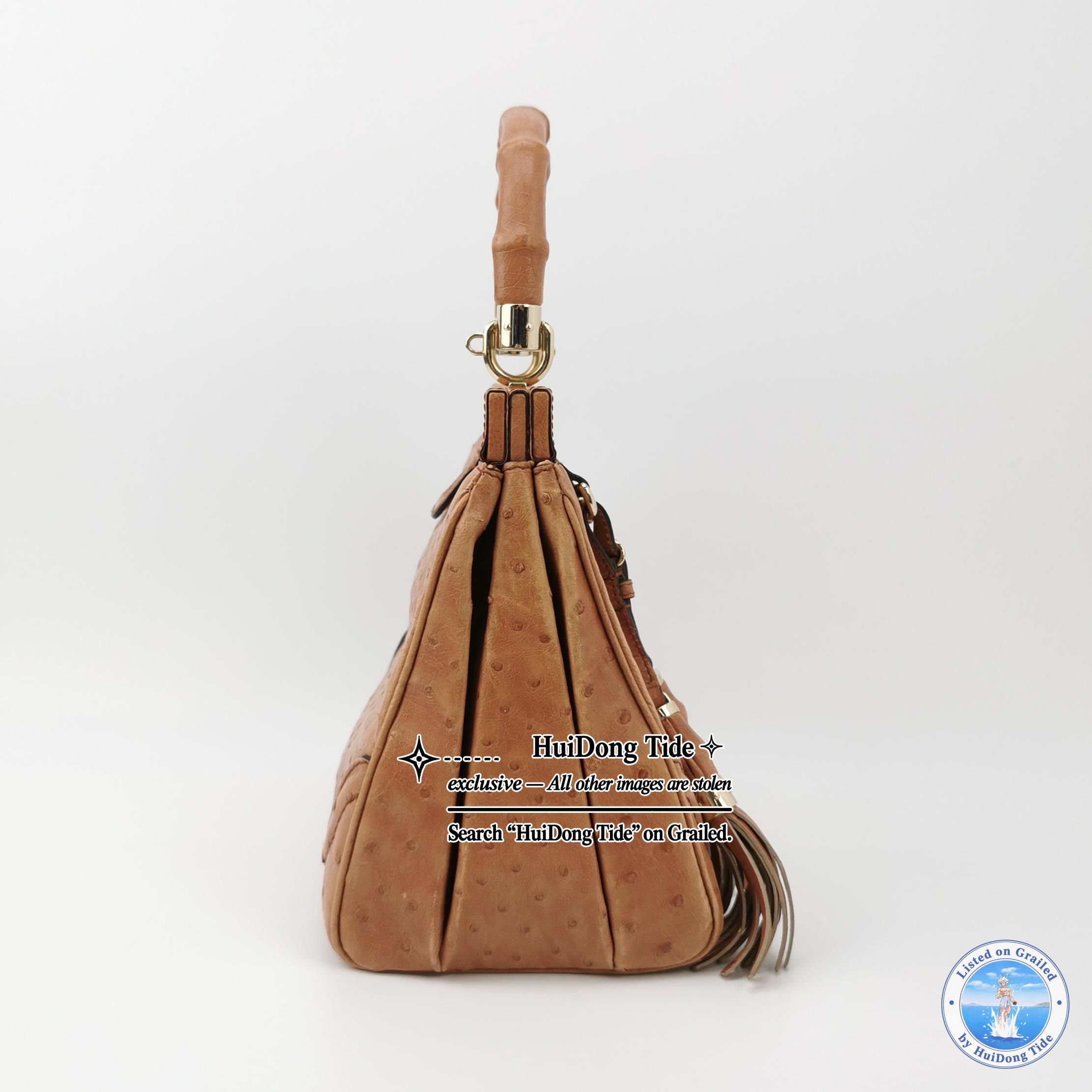 Gucci Gucci Ostrich Leather Bamboo Handle Bag Size ONE SIZE - 3 Thumbnail