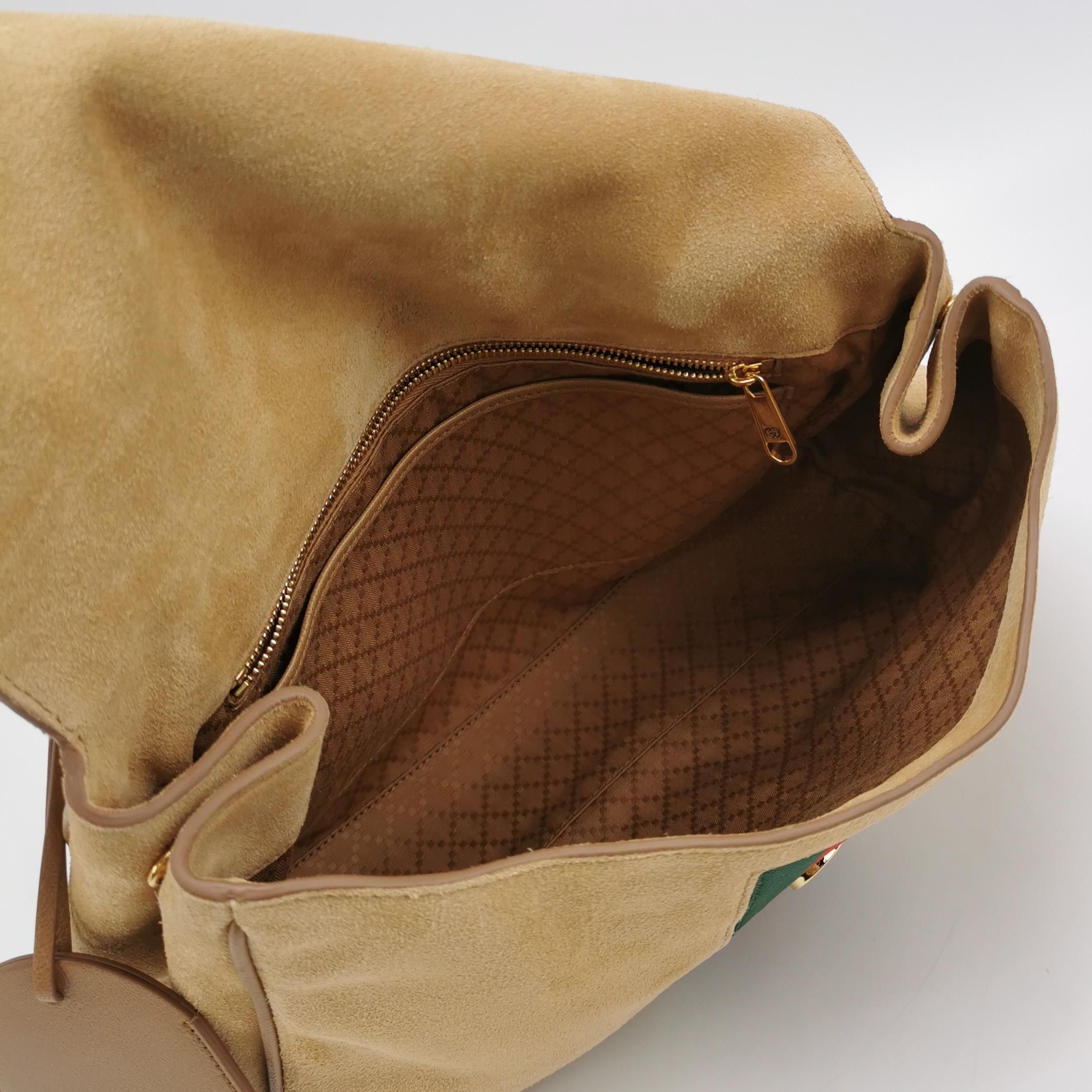 Gucci Gucci Suede Web Stripe Horsebit Shoulder Bag Size ONE SIZE - 7 Thumbnail