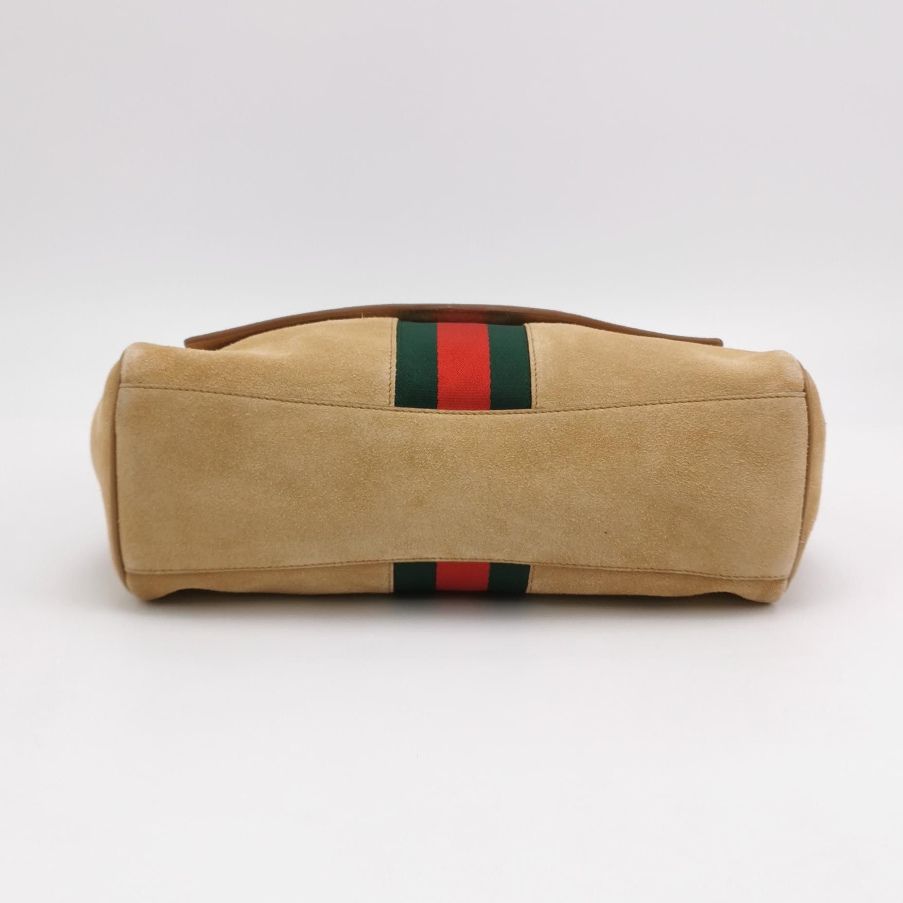 Gucci Gucci Suede Web Stripe Horsebit Shoulder Bag Size ONE SIZE - 6 Thumbnail