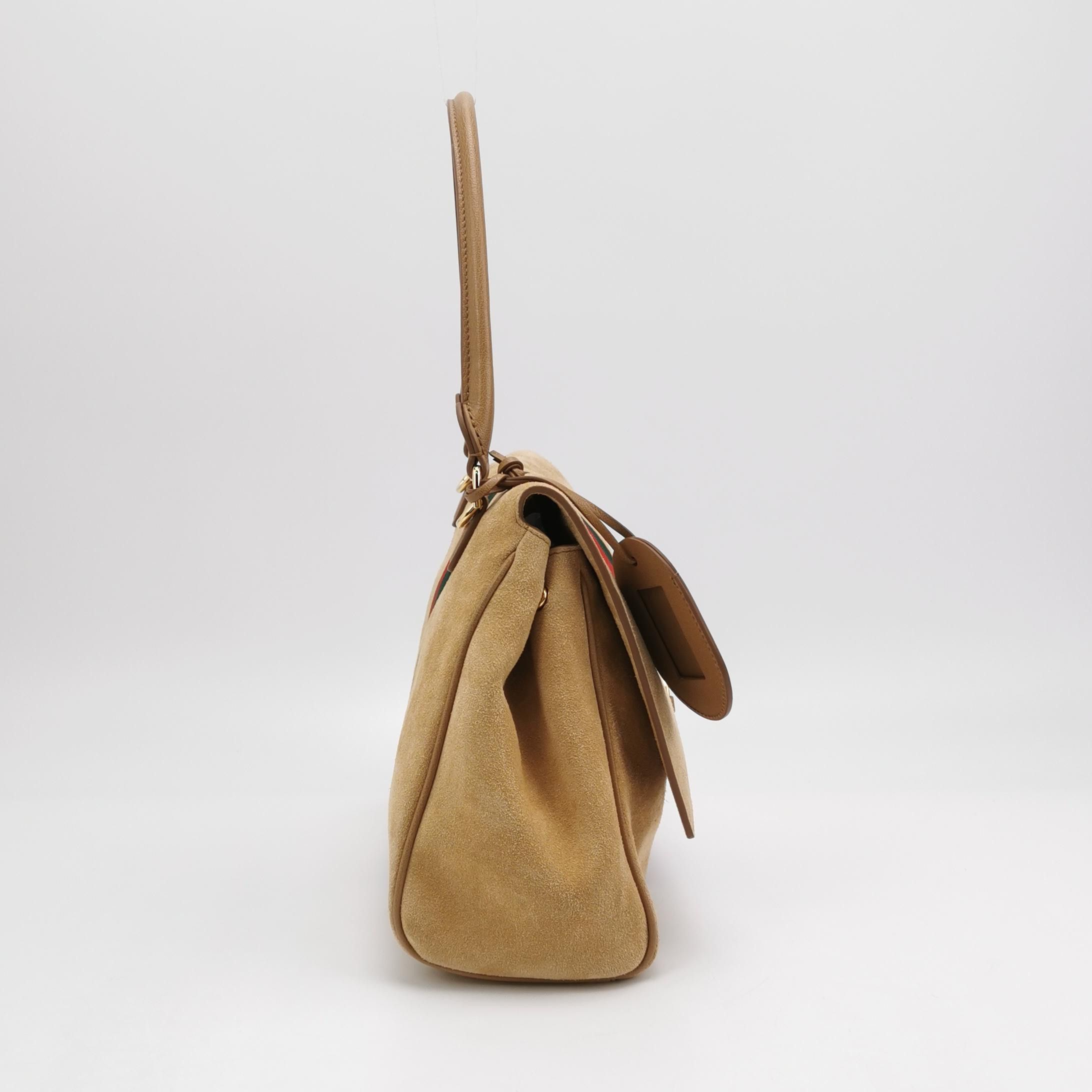 Gucci Gucci Suede Web Stripe Horsebit Shoulder Bag Size ONE SIZE - 4 Thumbnail