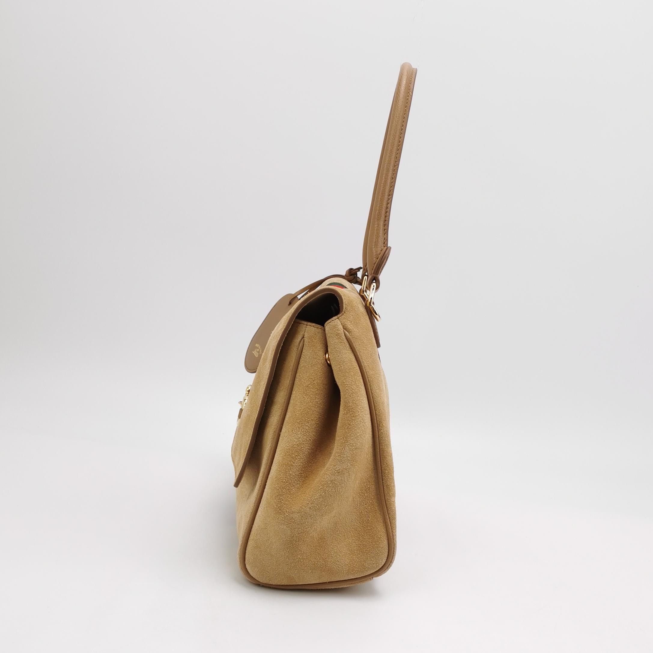 Gucci Gucci Suede Web Stripe Horsebit Shoulder Bag Size ONE SIZE - 3 Thumbnail