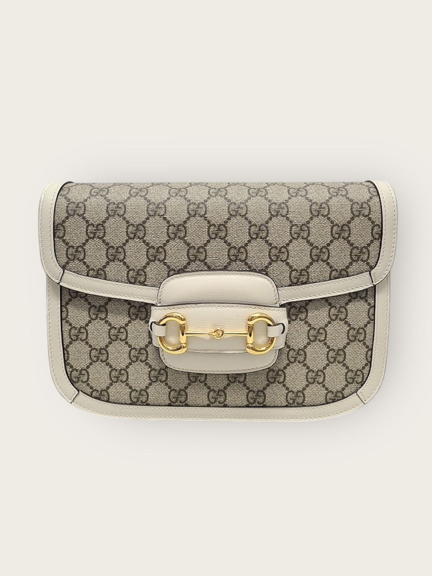 Gucci White Leather GG Supreme Horsebit Shoulder Bag Size ONE SIZE - 2 Thumbnail