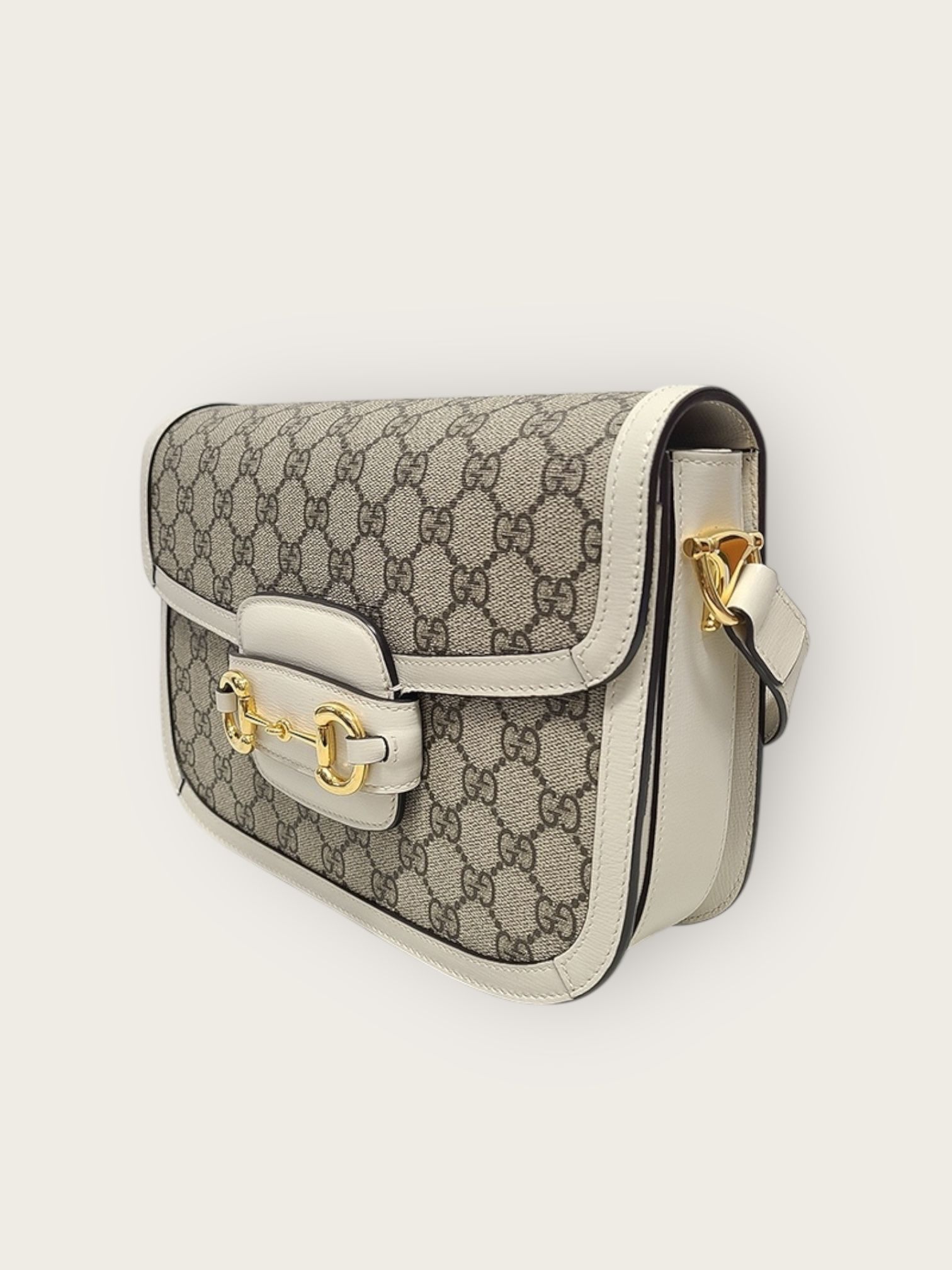 Gucci White Leather GG Supreme Horsebit Shoulder Bag Size ONE SIZE - 3 Thumbnail