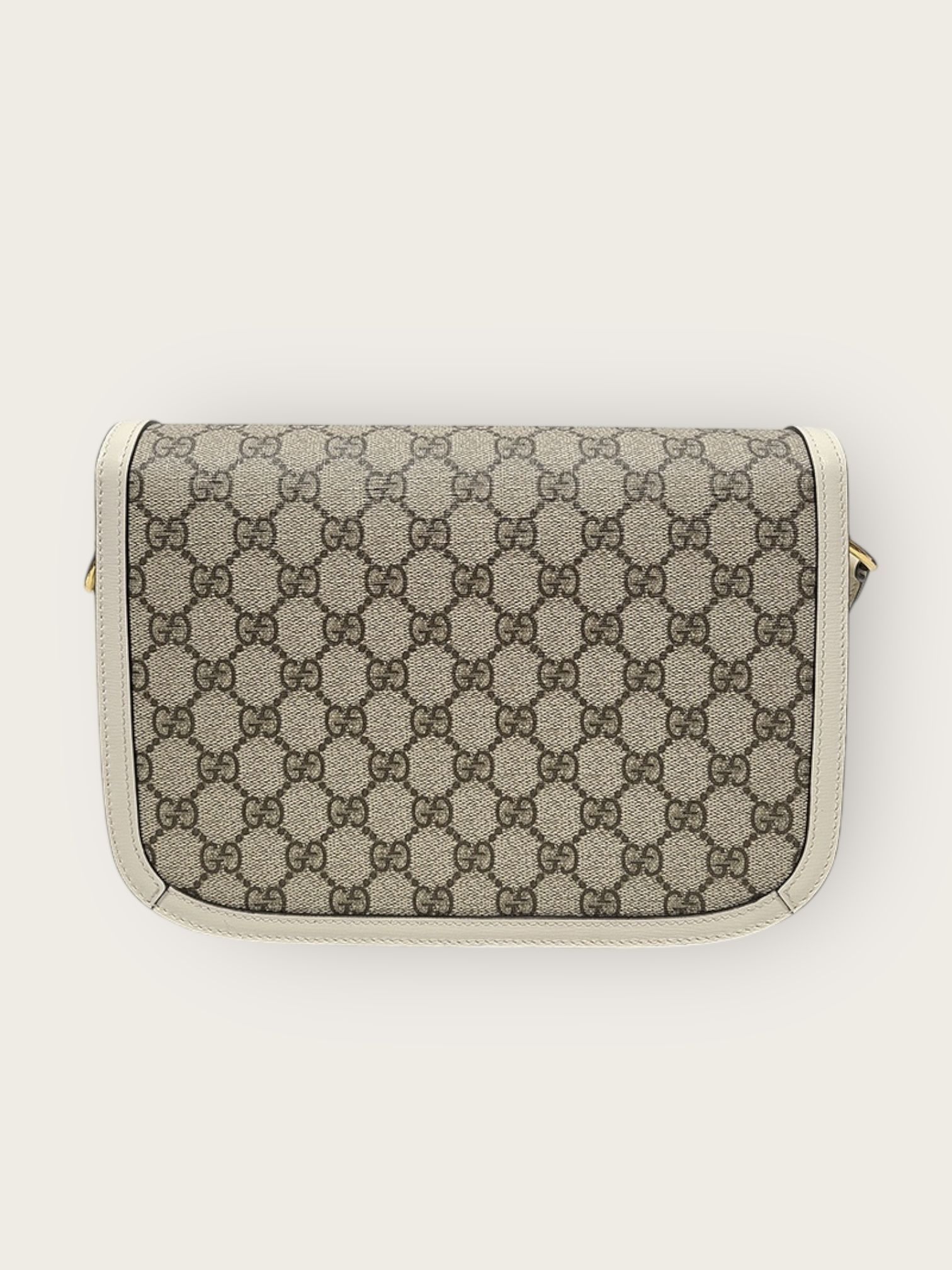 Gucci White Leather GG Supreme Horsebit Shoulder Bag Size ONE SIZE - 6 Thumbnail