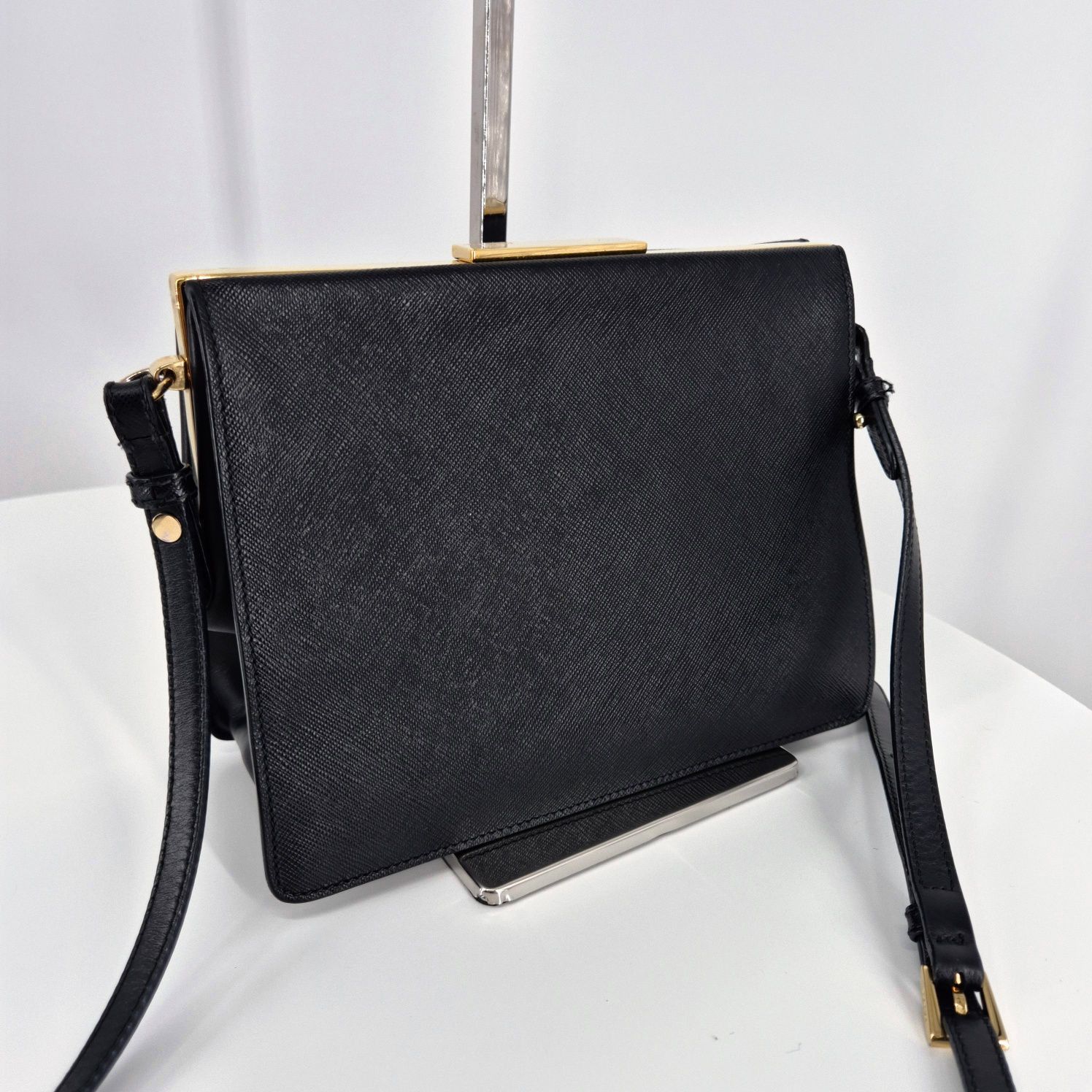Prada Saffiano Light Frame Crossbody Bag Black Size ONE SIZE - 5 Thumbnail