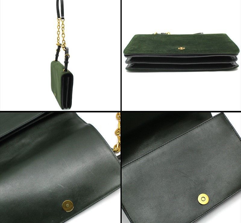 Tory Burch Green Suede Shoulder Bag Size ONE SIZE - 7 Thumbnail