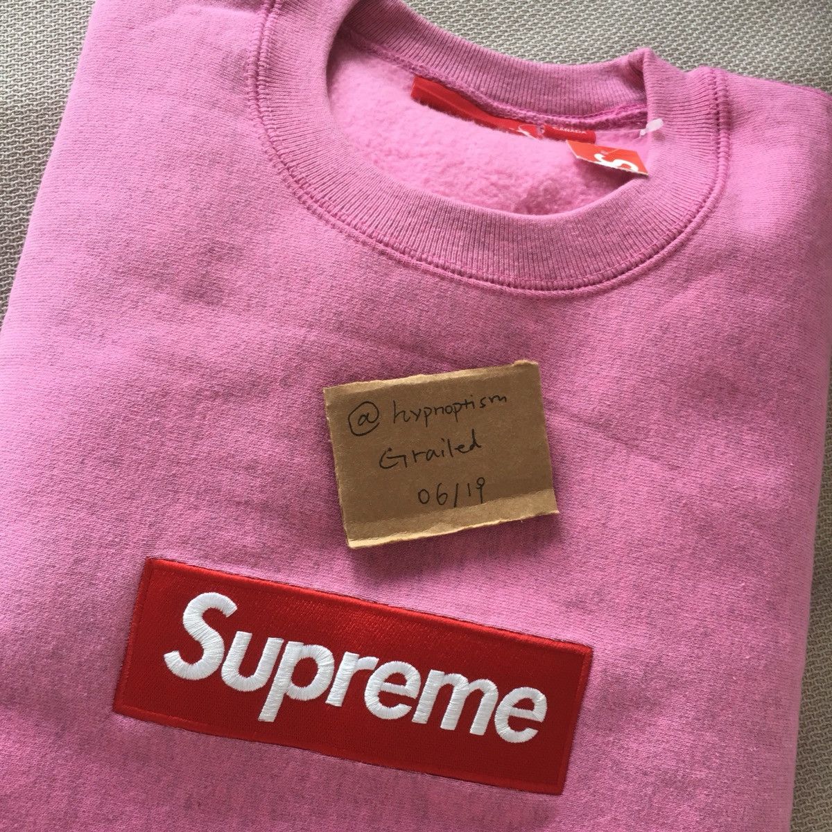 Pink box logo crewneck sale