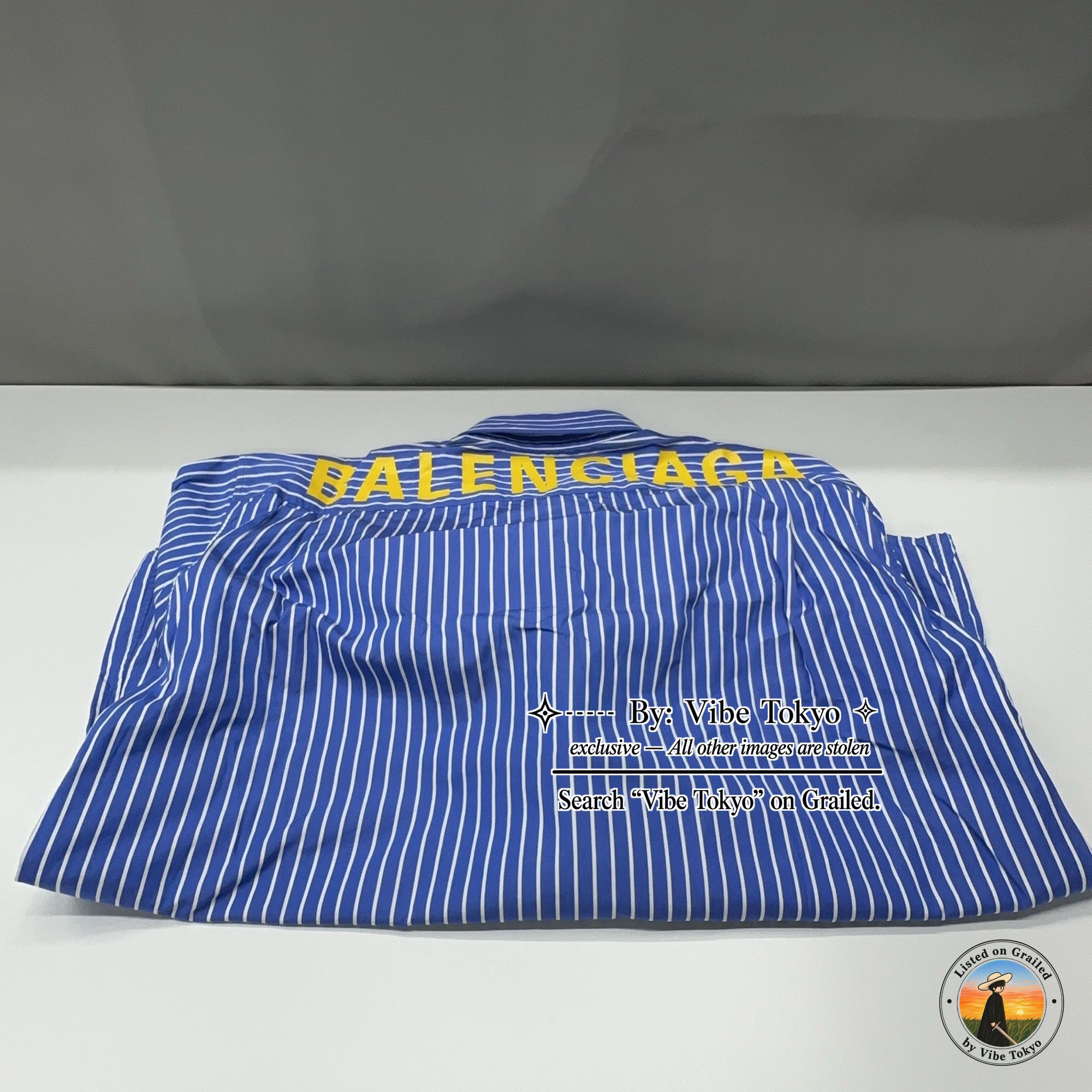 Balenciaga Balenciaga Logo Print Stripe Short Sleeve Shirt Size S | Grailed
