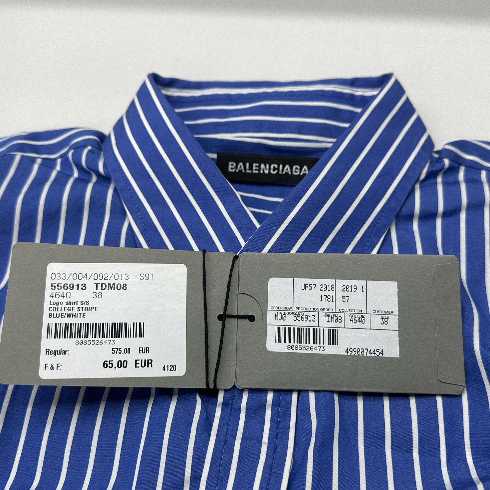 Balenciaga Balenciaga Logo Print Stripe Short Sleeve Shirt Size S | Grailed