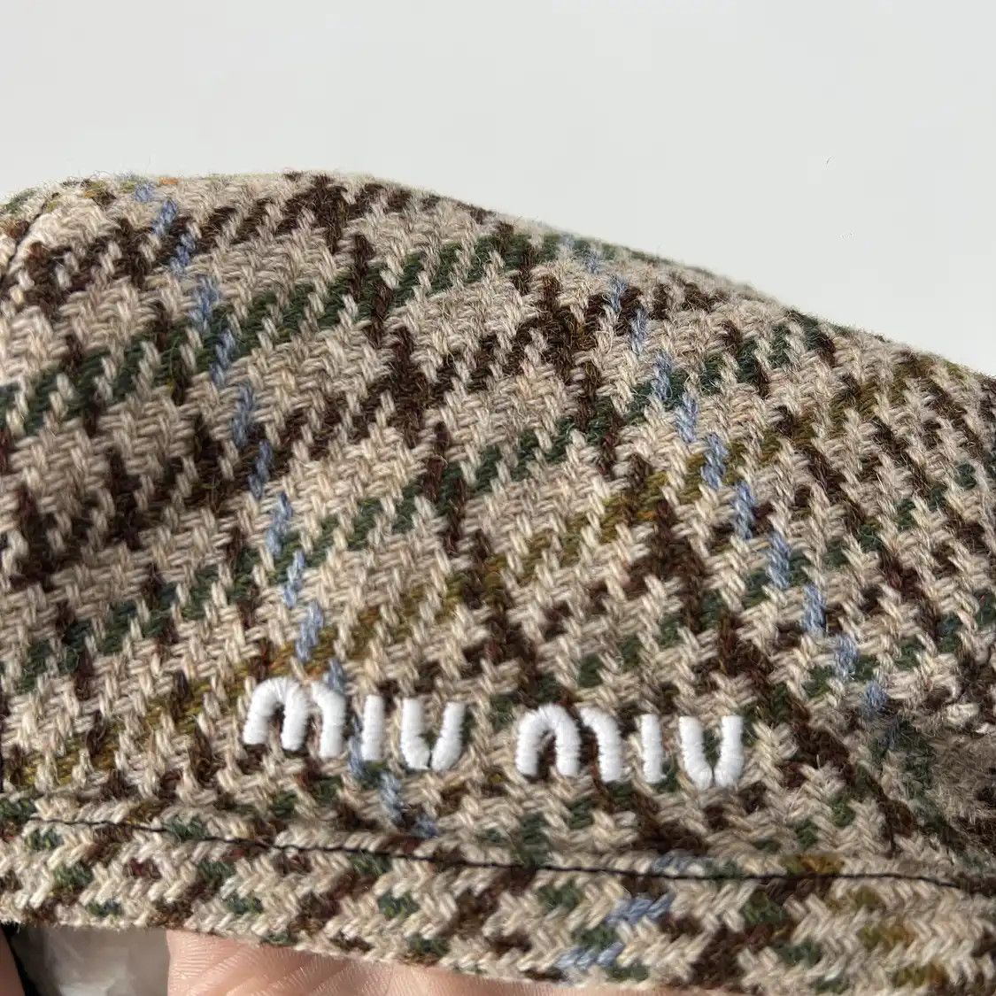 Miu Miu Miu beret light brown cotton plaidLOGO hat Size ONE SIZE - 4 Thumbnail