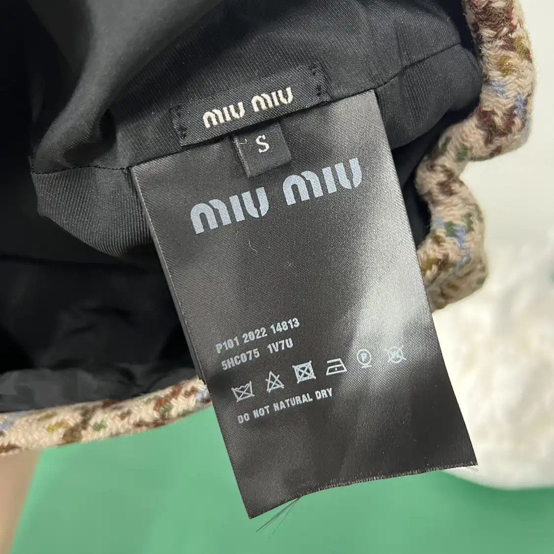 Miu Miu Miu beret light brown cotton plaidLOGO hat Size ONE SIZE - 6 Thumbnail