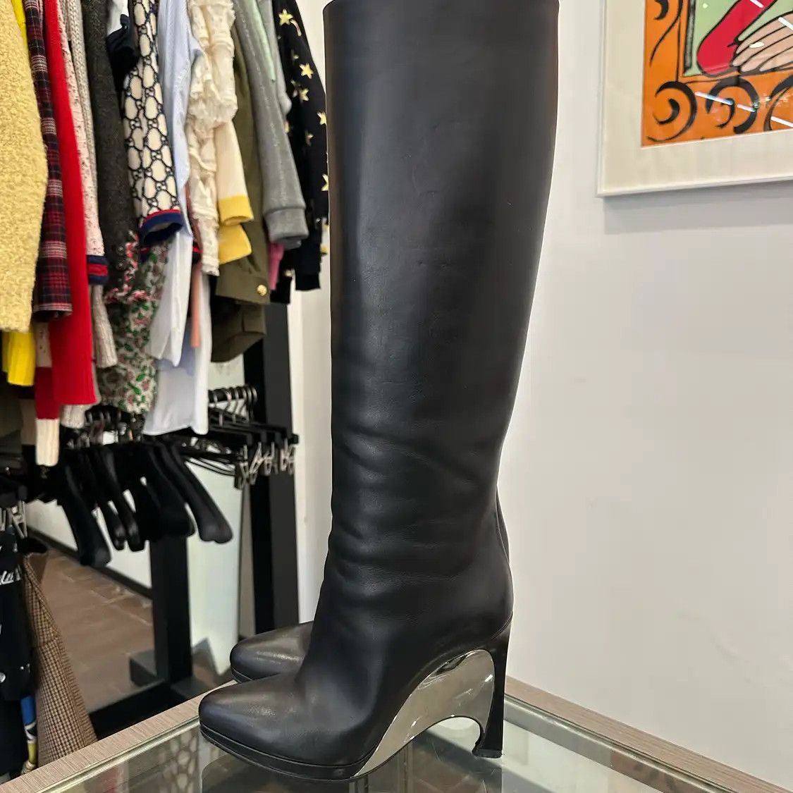 Dior DIOR black leather Women's knee-high boots 37 Size US 7 / IT 37 - 3 Thumbnail