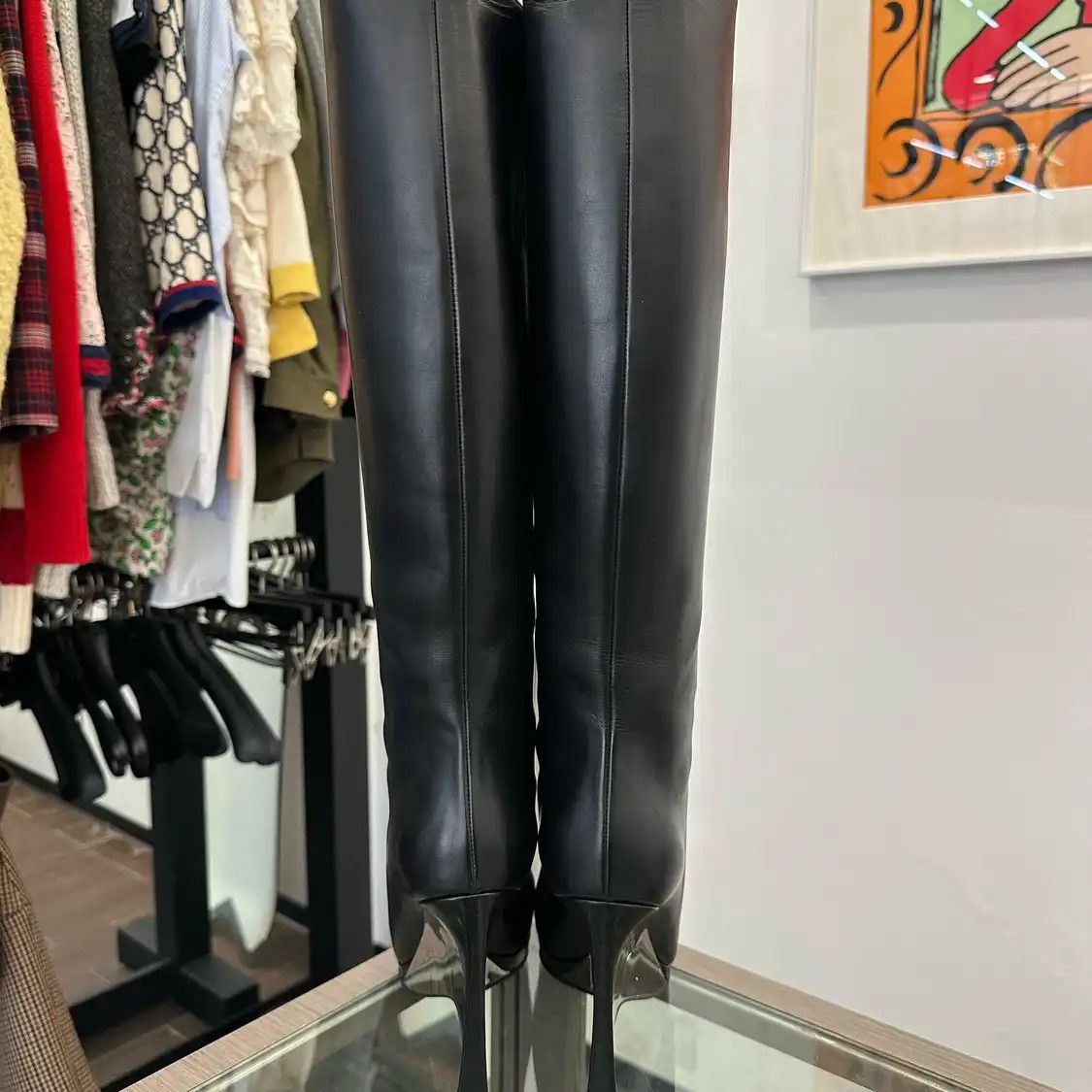 Dior DIOR black leather Women's knee-high boots 37 Size US 7 / IT 37 - 4 Thumbnail