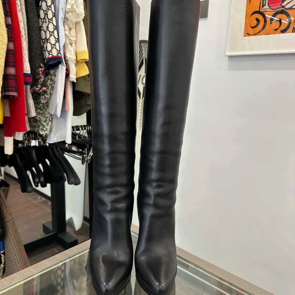 Dior DIOR black leather Women's knee-high boots 37 Size US 7 / IT 37 - 2 Thumbnail
