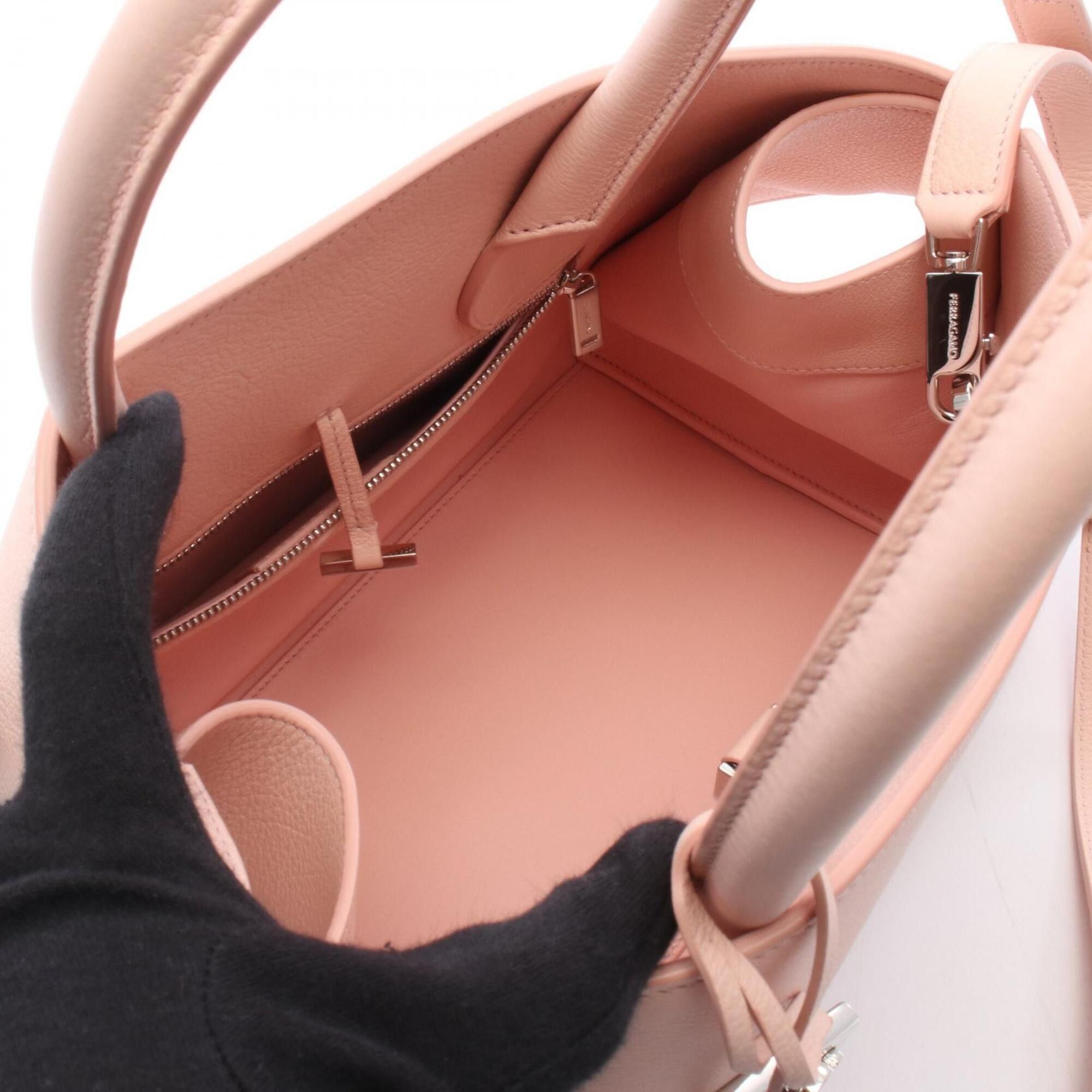 Salvatore Ferragamo Salvatore Ferragamo HUG Small 2-Way Handbag, Leather, Women's, Pink, 215608 Size ONE SIZE - 3 Thumbnail
