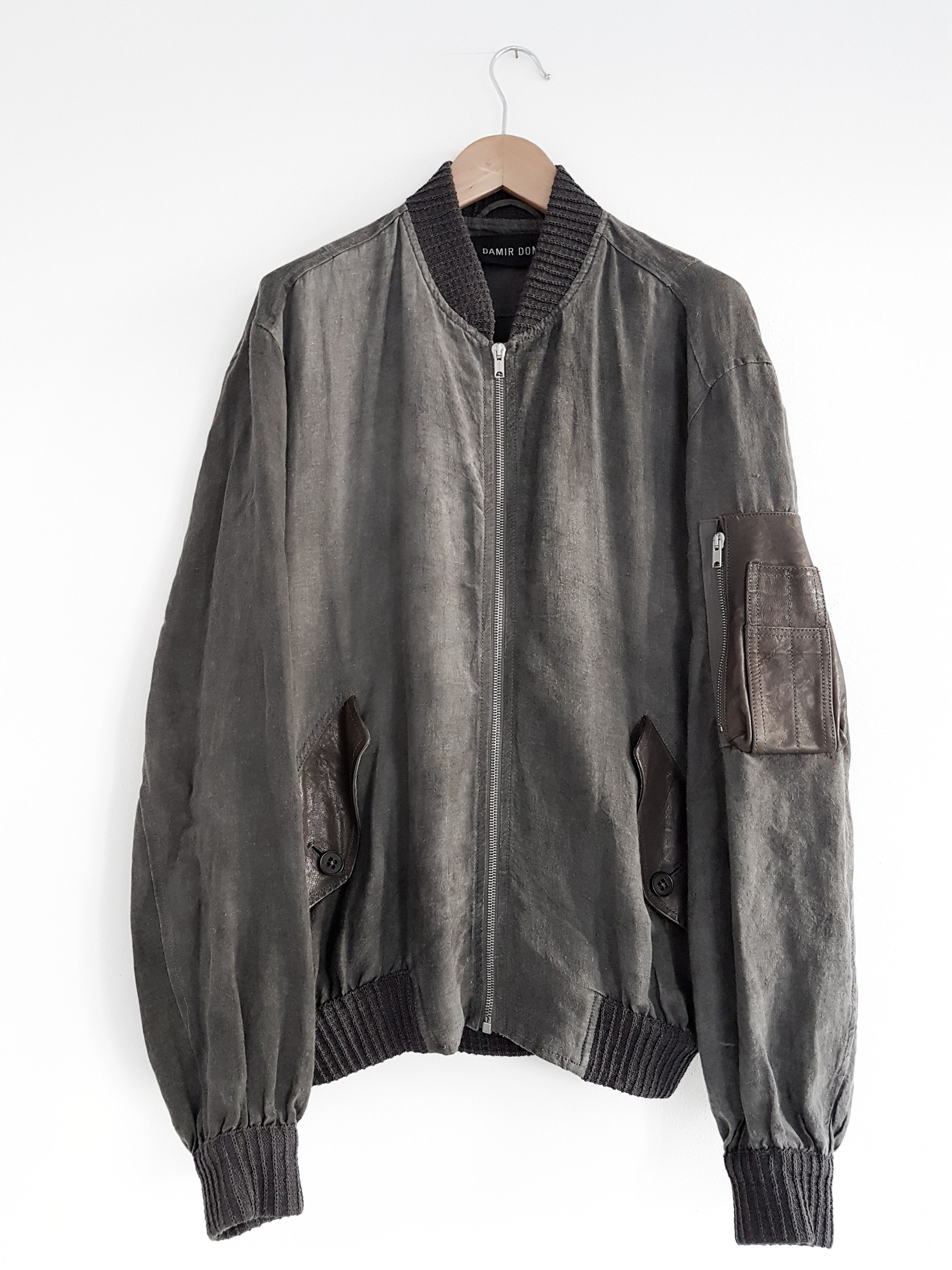 DAMIR DOMA ダークグレー ボンバージャケット 46 Damir Doma Bombers Jaram - Linen/Leather | Grailed