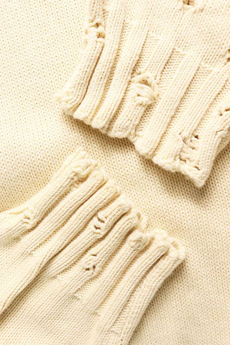 Marni Marni 22AW Beige Distressed Neck Logo Stitch Knit Size  Marni 22AW Beige Distressed Neck Logo Stitch Knit Size XL