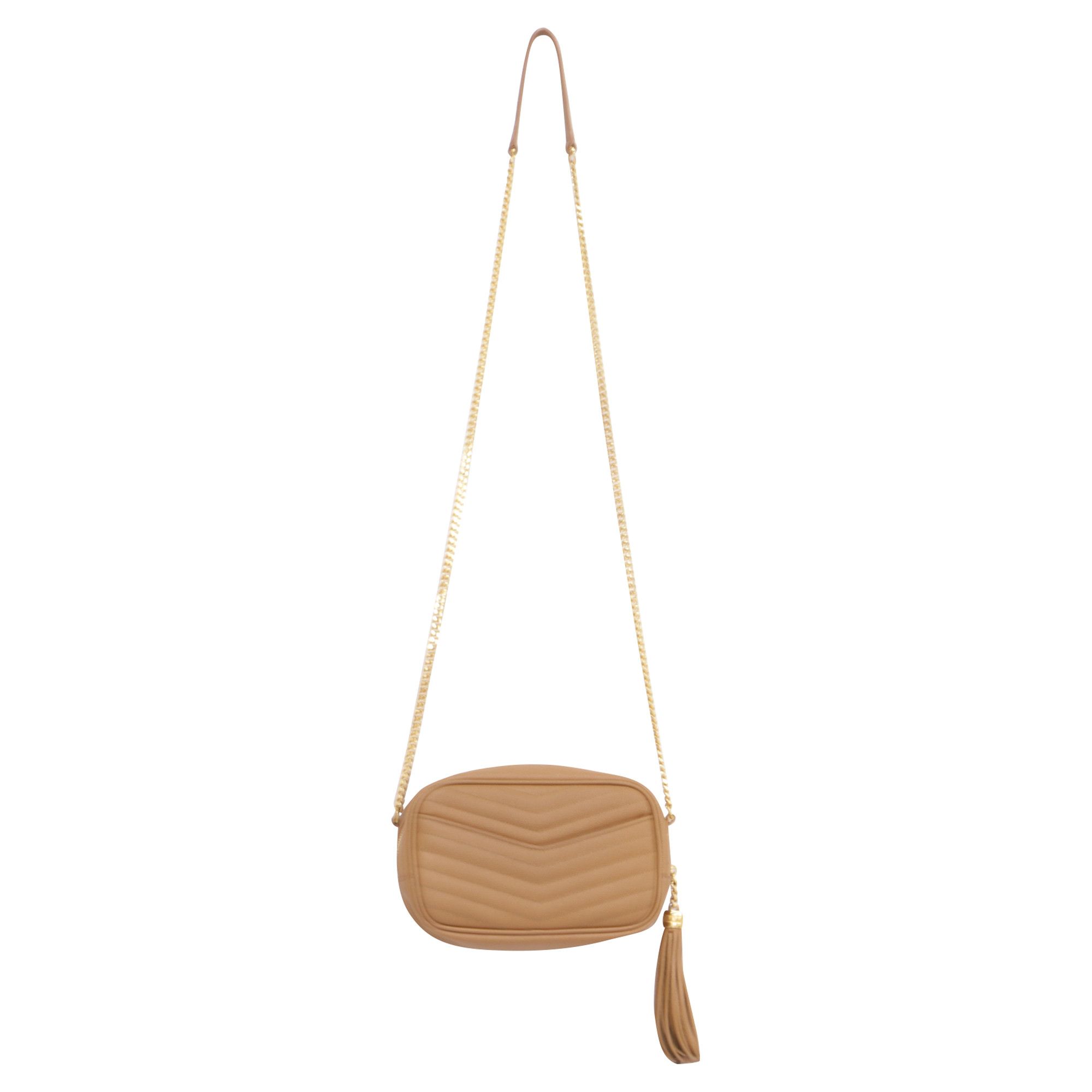 Yves Saint Laurent Saint Laurent Mini Lou Chevron Camera Bag in Beige Leather Size ONE SIZE - 3 Thumbnail