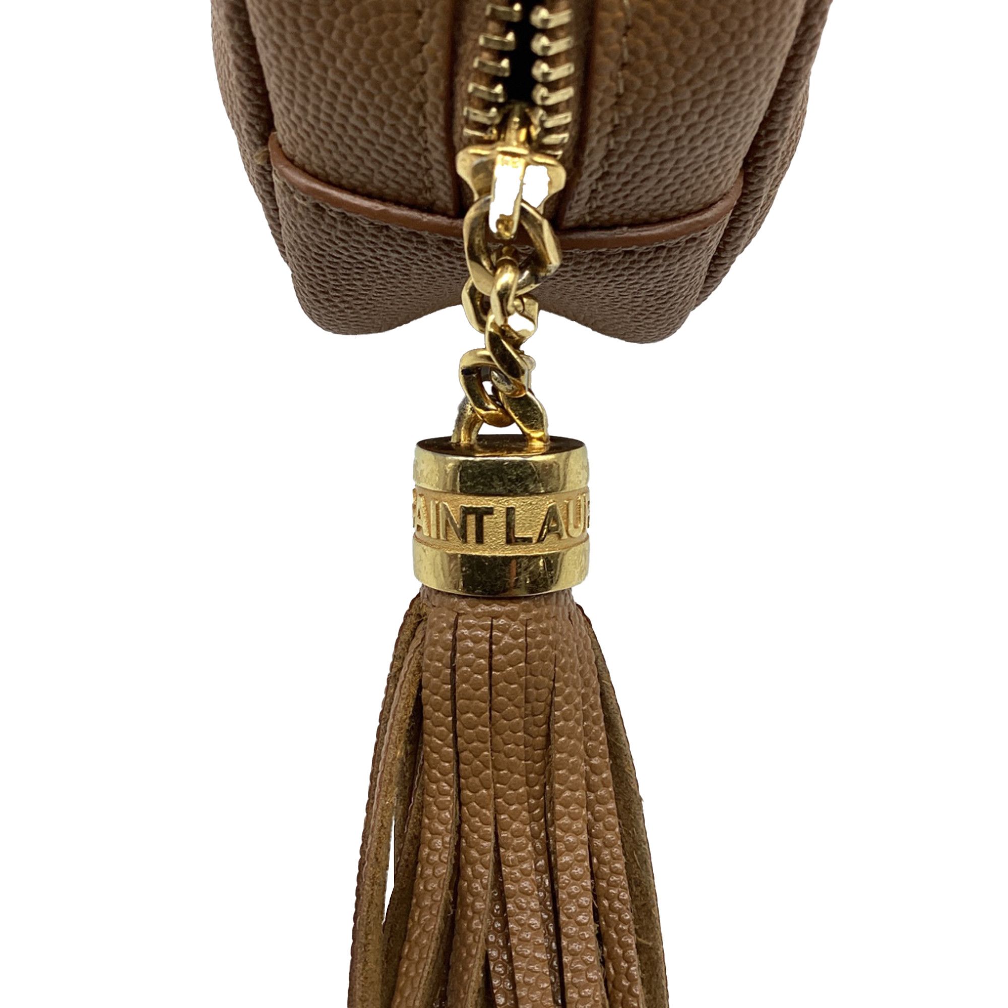 Yves Saint Laurent Saint Laurent Mini Lou Chevron Camera Bag in Beige Leather Size ONE SIZE - 7 Thumbnail