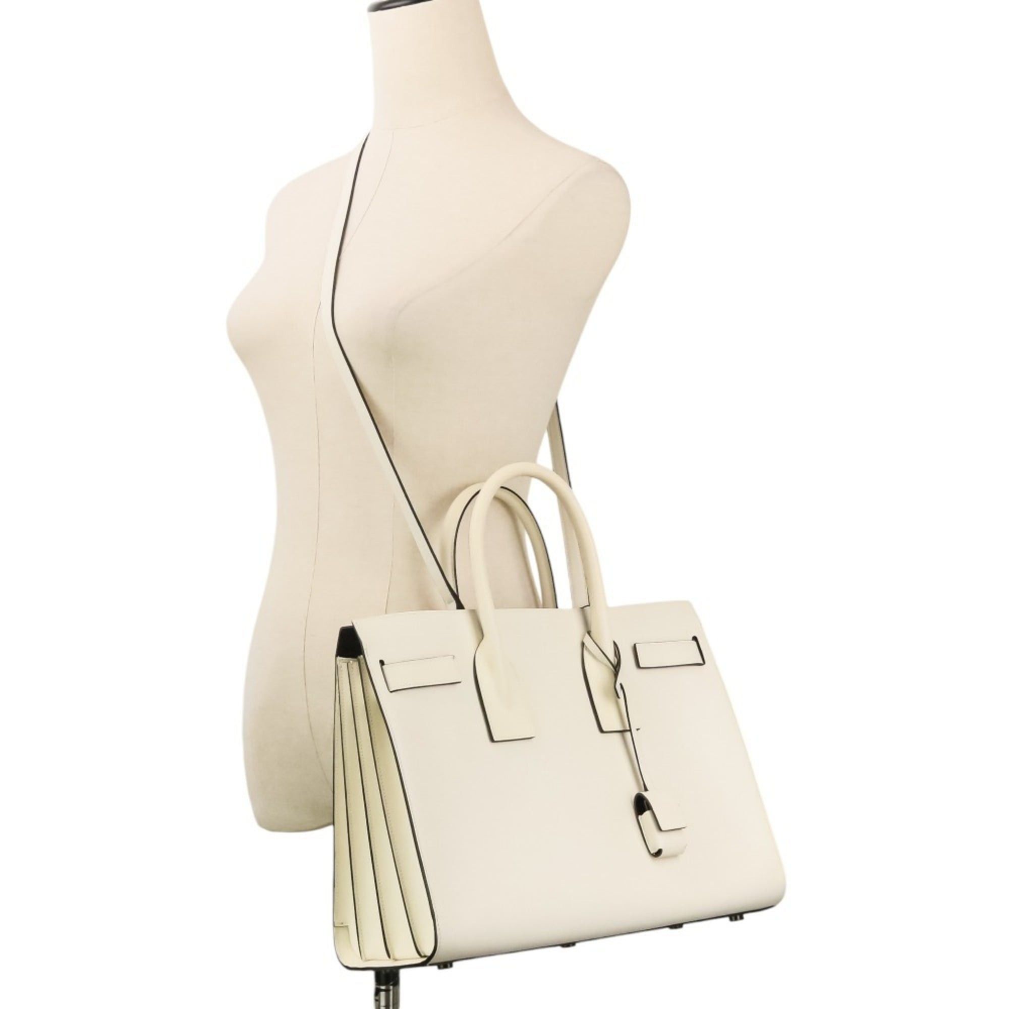 Yves Saint Laurent Yves Saint Laurent SAINT LAURENT PARIS Sac de Jour Small 2-way Shoulder Tote Bag 378299 Ivory Women's Size ONE SIZE - 10 Thumbnail