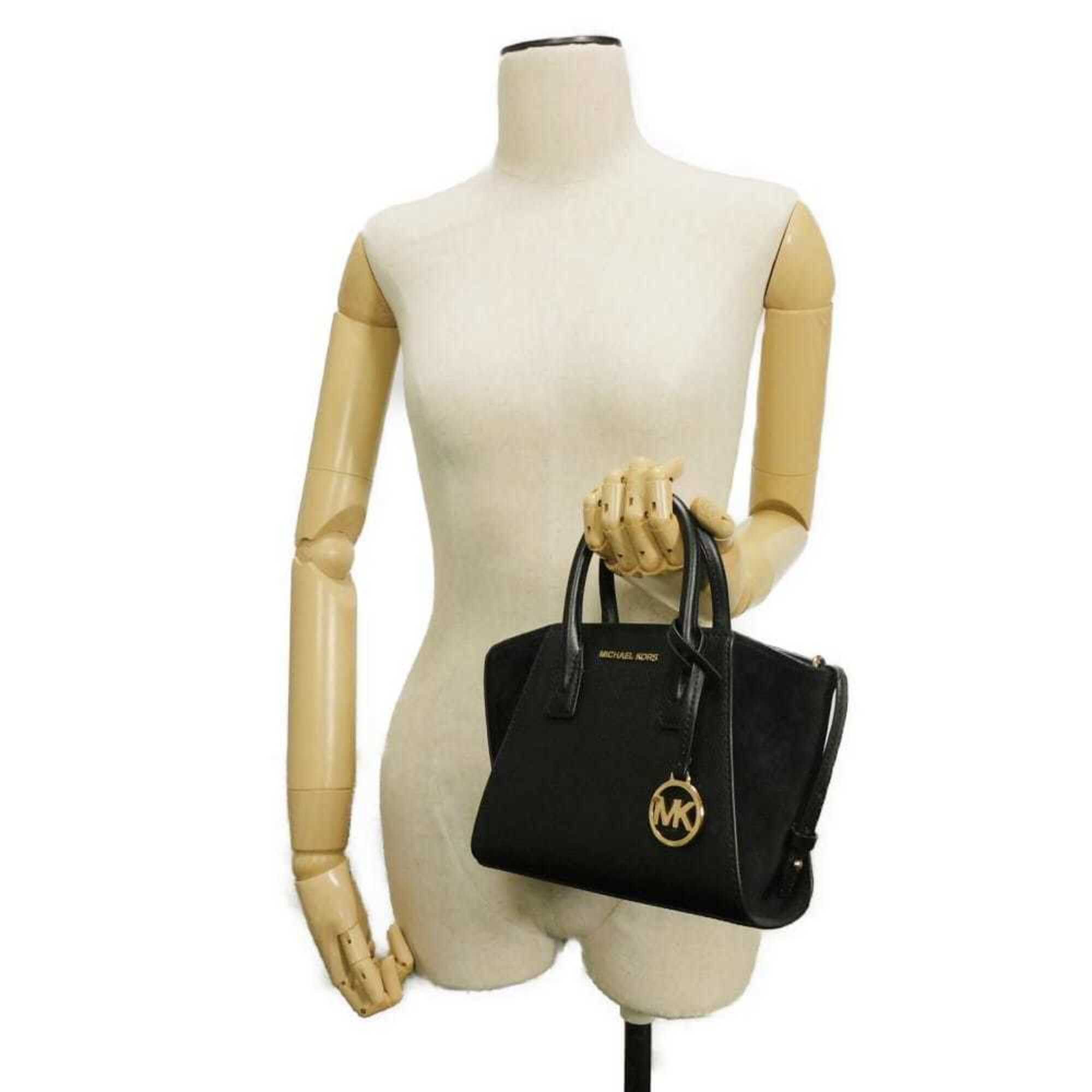 Michael Kors Michael Kors Avril Extra Small Satchel Handbag, MK Logo, Calf Suede, 2-Way, Metal Black, 35F4G4VC0L, Men's & Women's Size ONE SIZE - 3 Thumbnail