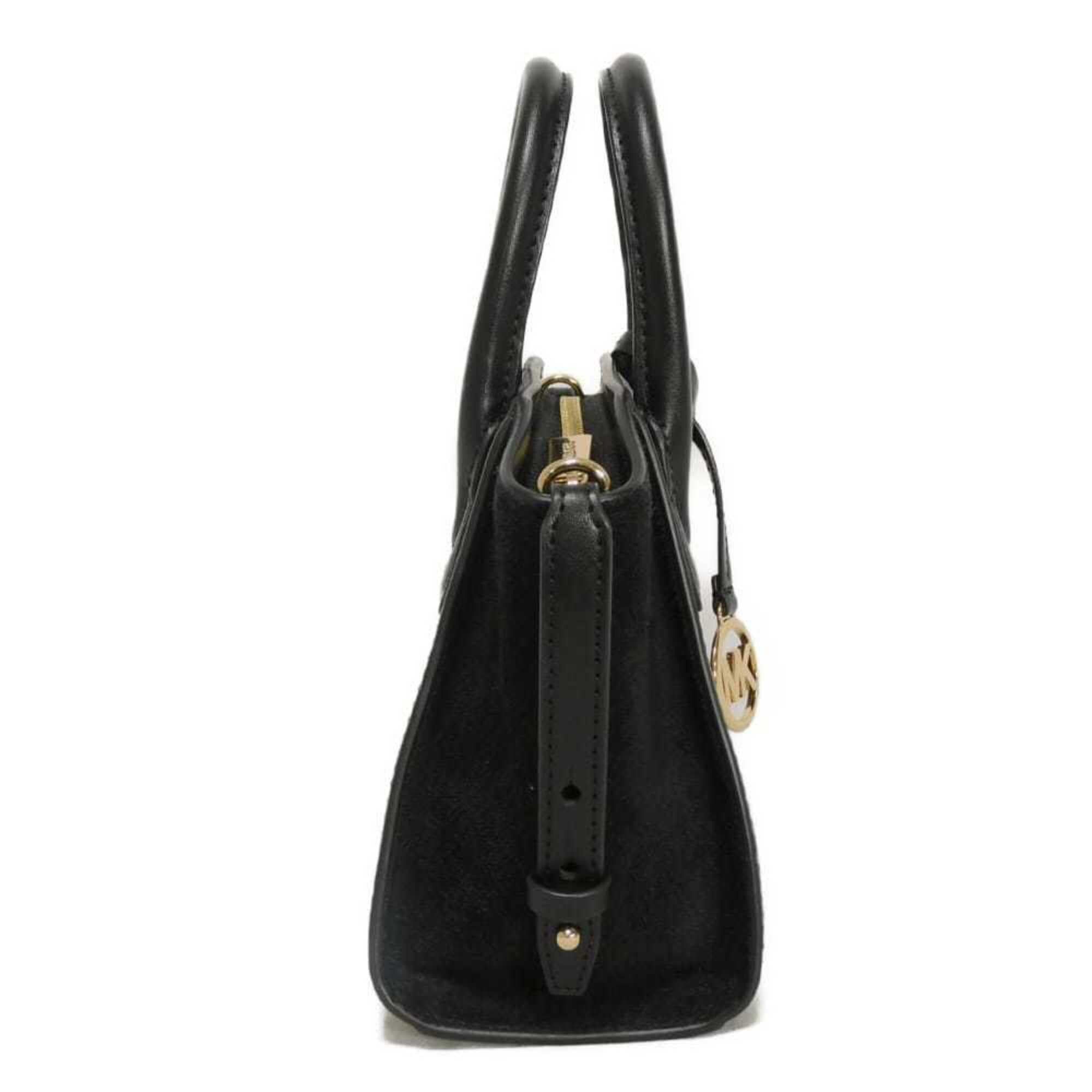 Michael Kors Michael Kors Avril Extra Small Satchel Handbag, MK Logo, Calf Suede, 2-Way, Metal Black, 35F4G4VC0L, Men's & Women's Size ONE SIZE - 4 Thumbnail