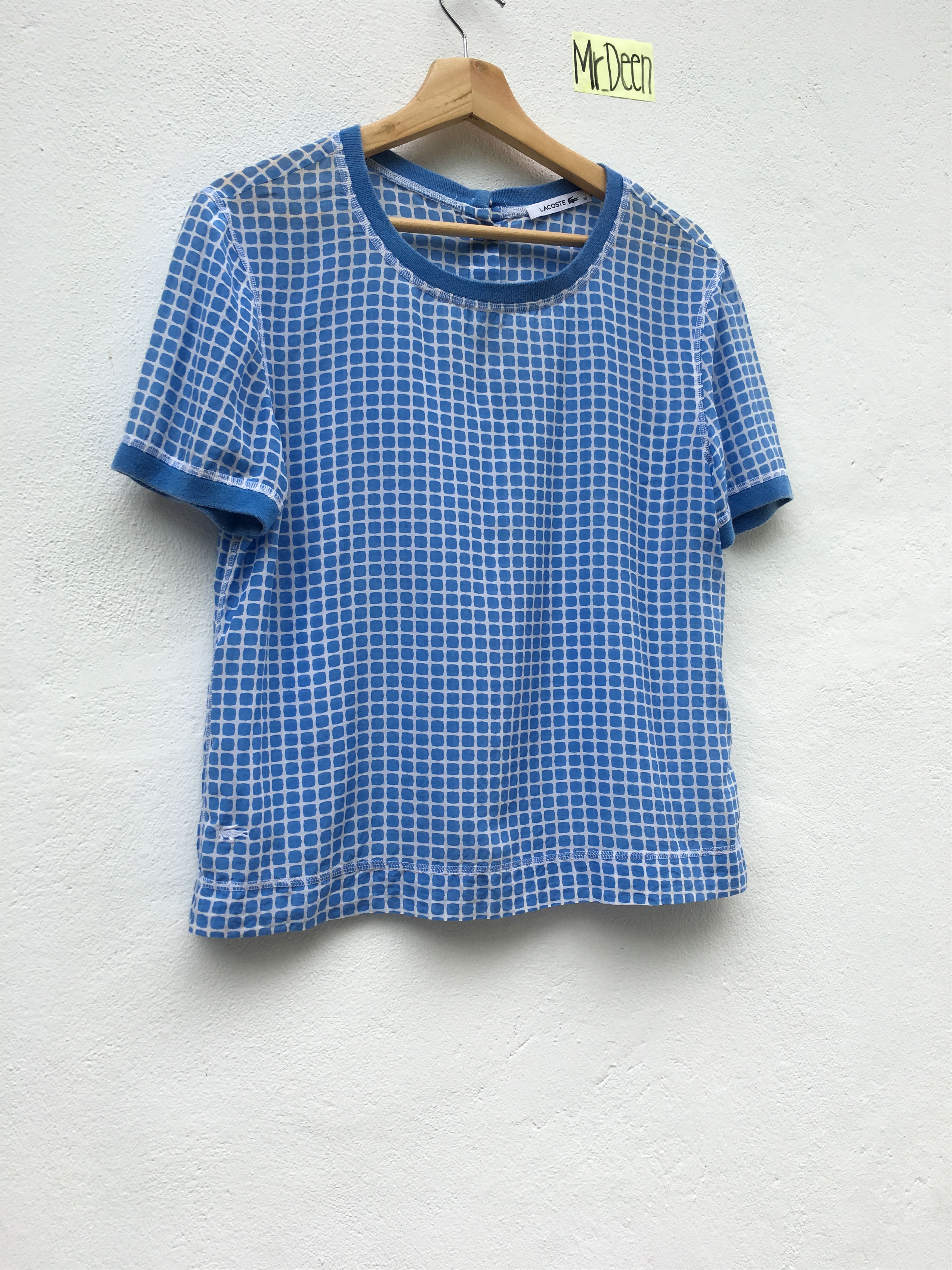 Lacoste Lacoste Blue Checkered T Shirt Size S / US 4 / IT 40 - 2 Thumbnail
