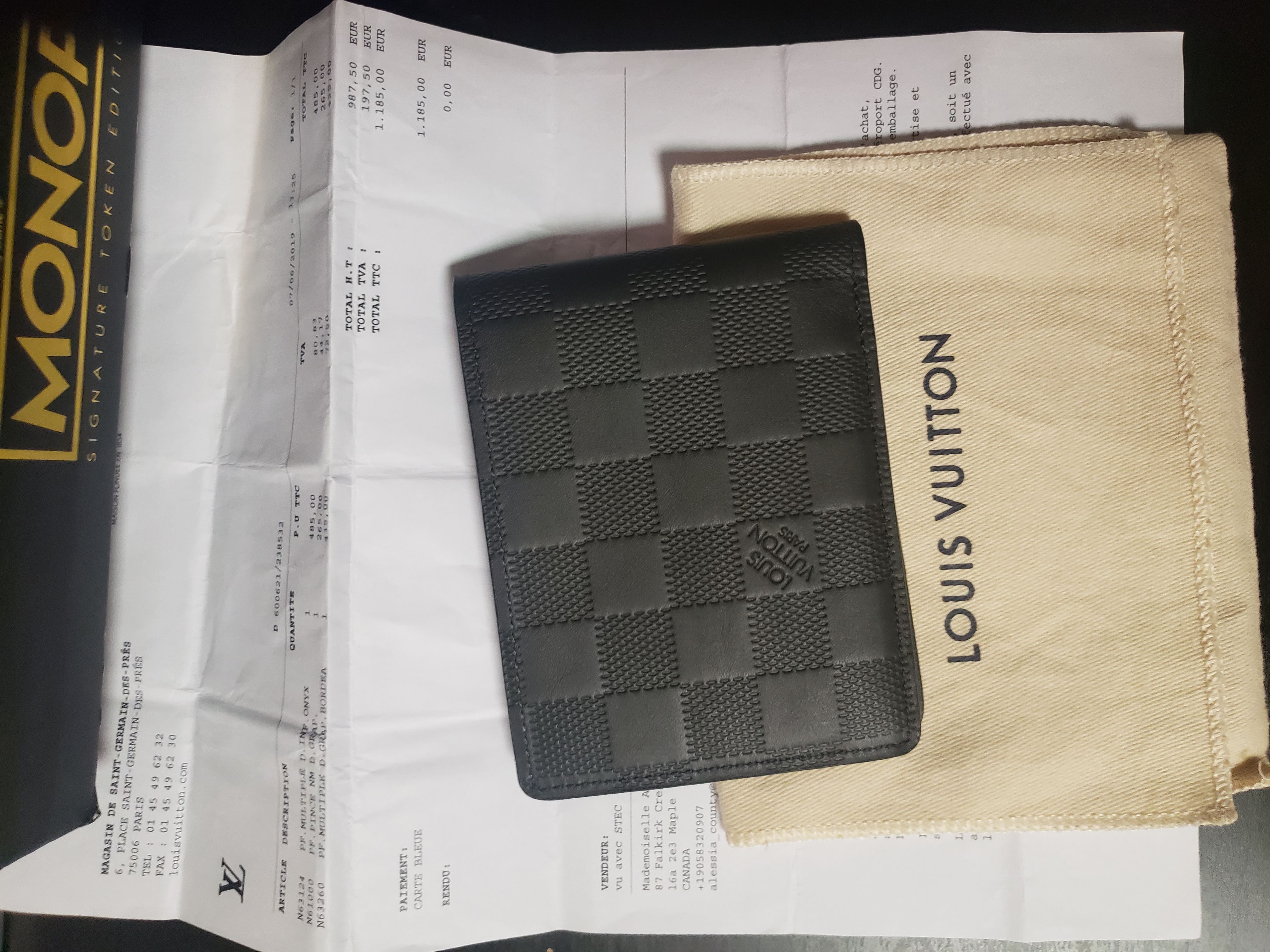 Louis Vuitton louis vuitton slender wallet damier infini black