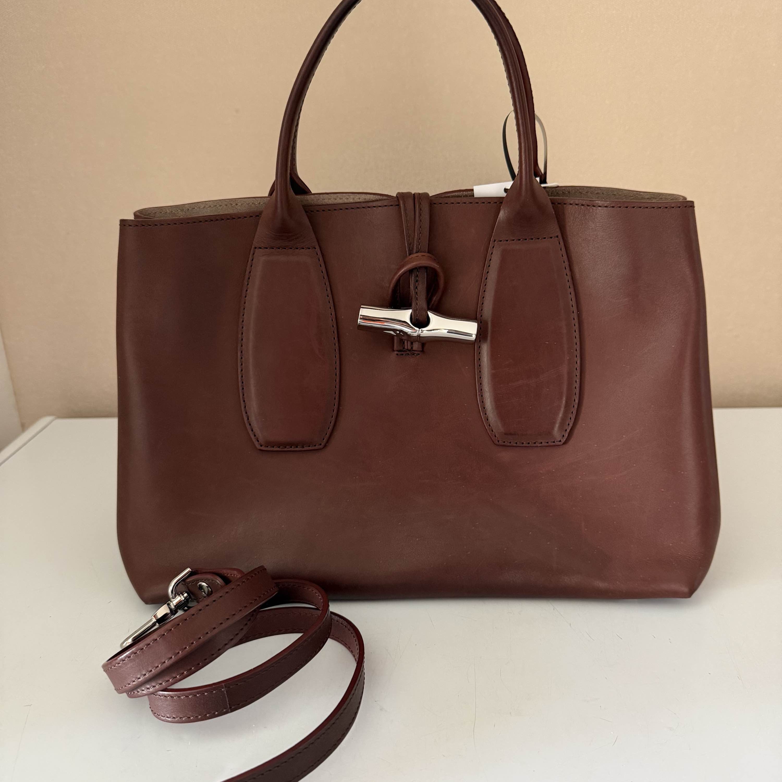 Longchamp Longchamp Le Roseau Leather Tote Bag Red Size ONE SIZE - 5 Thumbnail