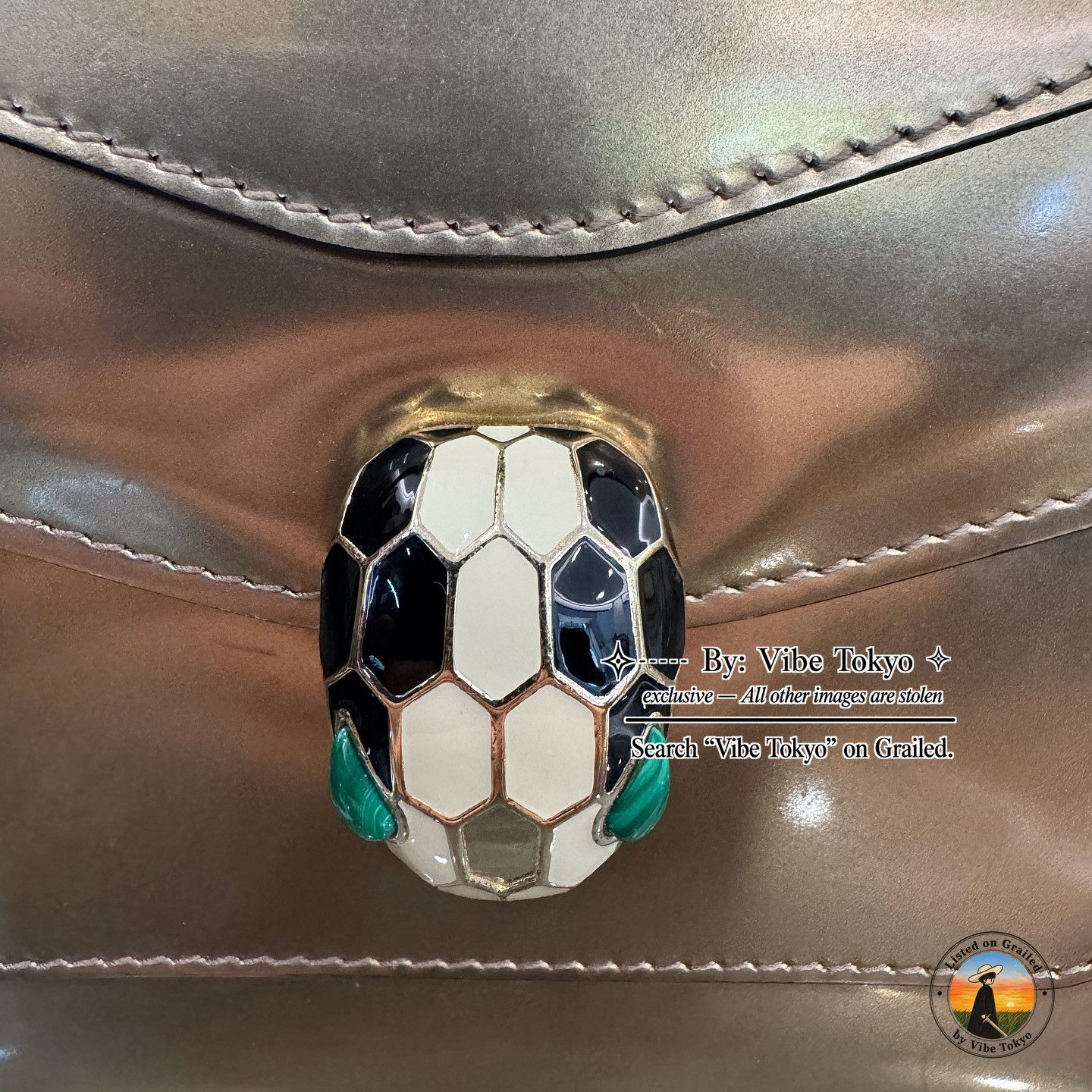 Bvlgari BVLGARI Serpenti Forever Metallic Leather Handle Bag Size ONE SIZE - 7 Thumbnail