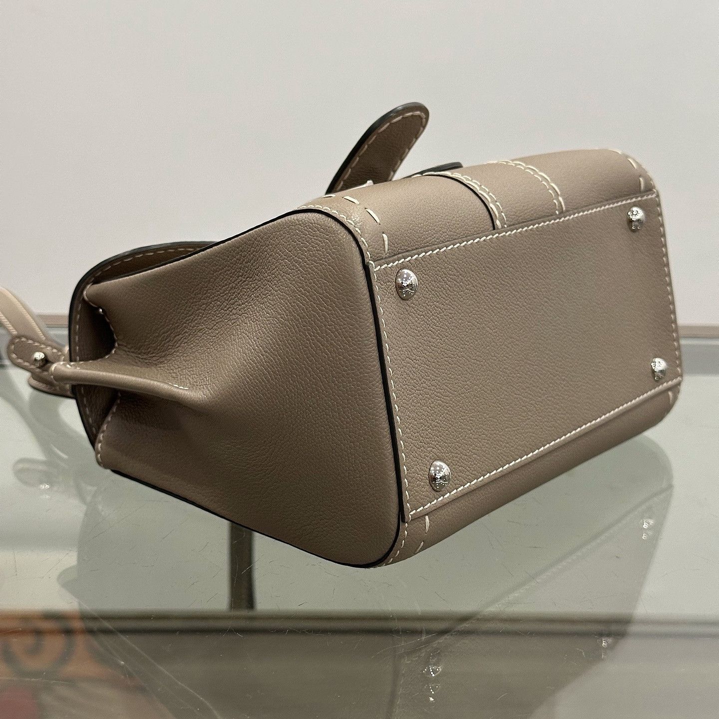 Delvaux Delvaux Brillant Mini Rodeo Calf Handle Bag Taupe Size ONE SIZE - 6 Thumbnail
