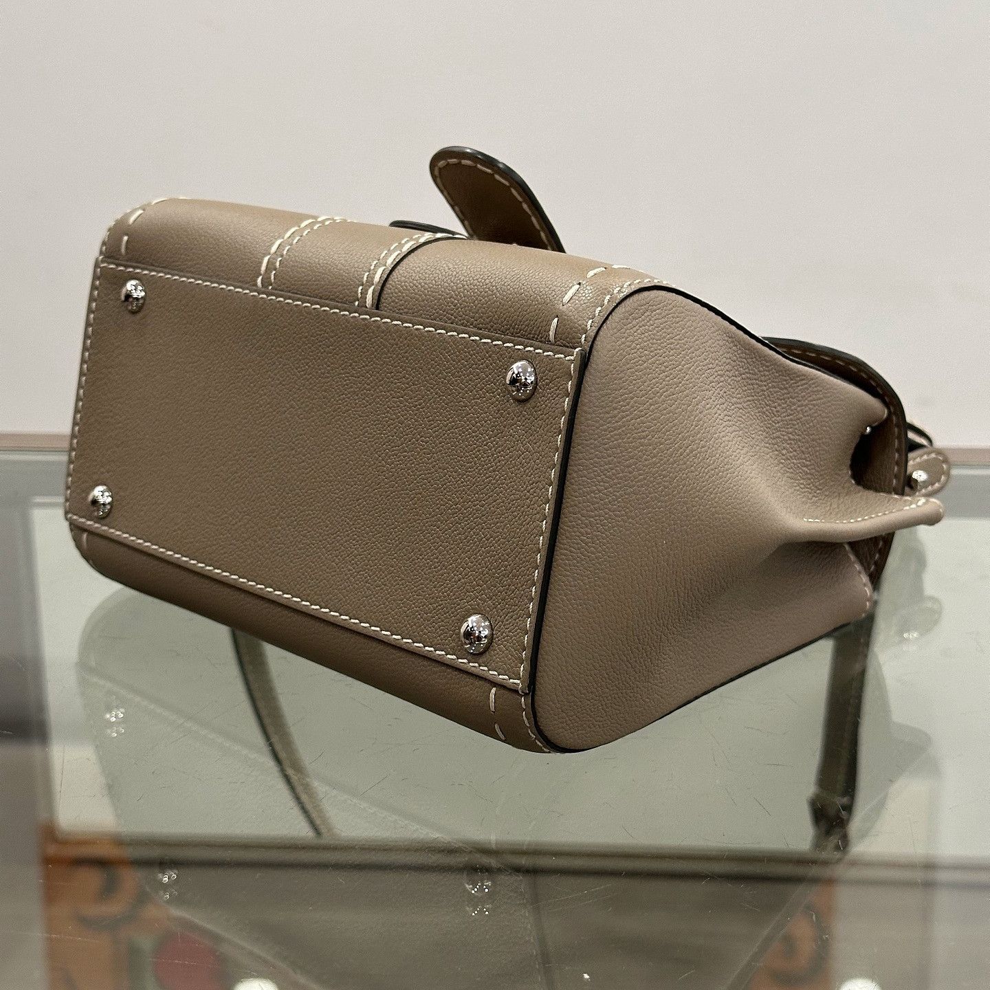 Delvaux Delvaux Brillant Mini Rodeo Calf Handle Bag Taupe Size ONE SIZE - 7 Thumbnail