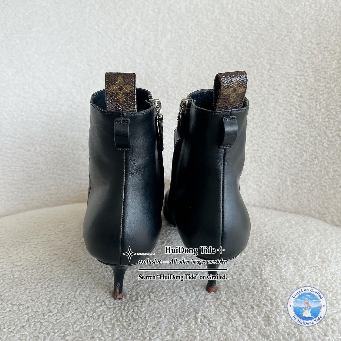 Louis Vuitton Louis Vuitton Black Leather Kitten Heel Ankle Boots 36.5 Size US 6.5 / IT 36.5 - 4 Thumbnail
