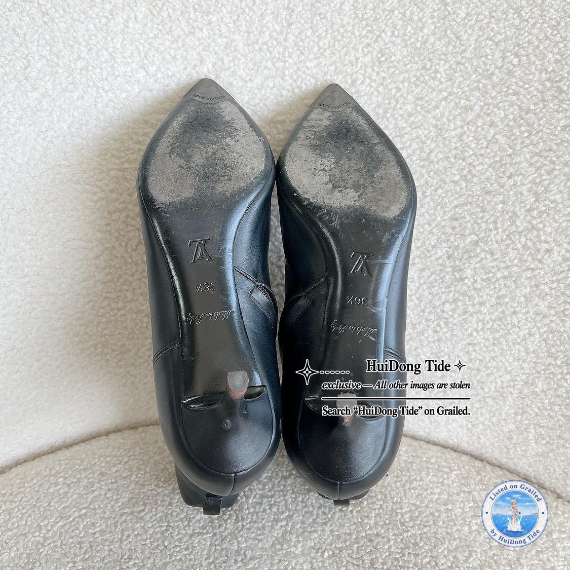Louis Vuitton Louis Vuitton Black Leather Kitten Heel Ankle Boots 36.5 Size US 6.5 / IT 36.5 - 5 Thumbnail