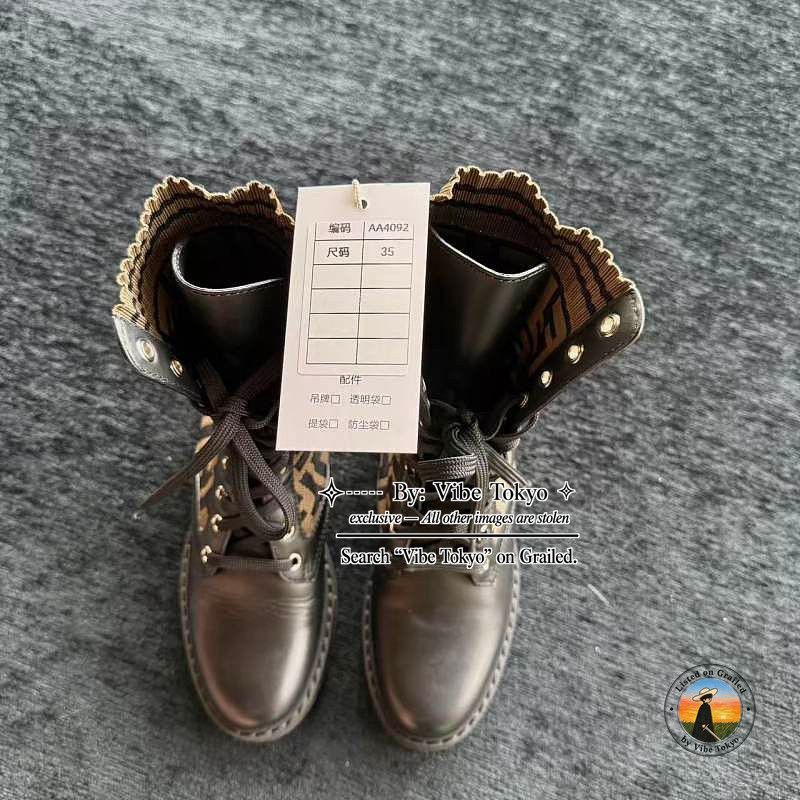 Fendi Fendi FF Logo Leather Lace Up Boots Size 35 Size US 5 / IT 35 - 7 Thumbnail