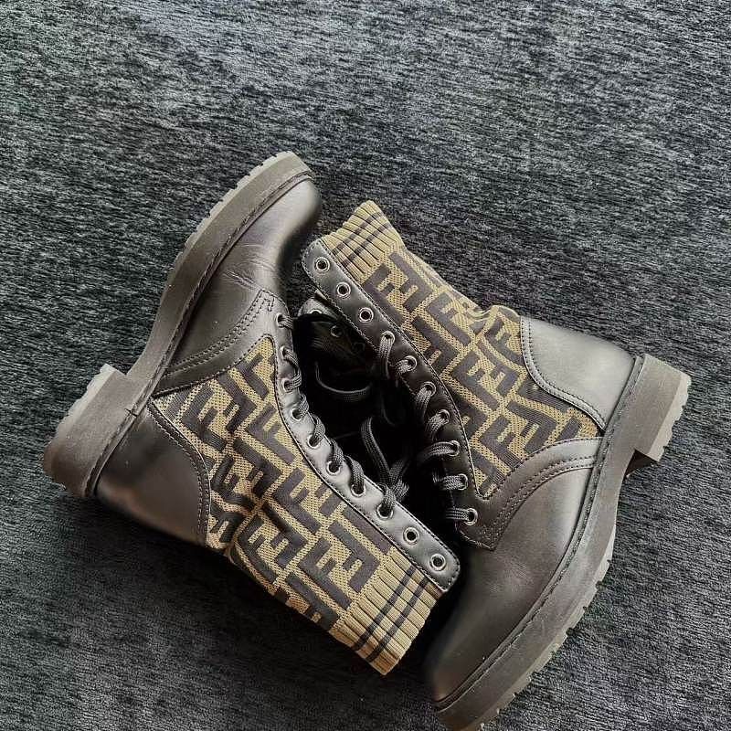 Fendi Fendi FF Logo Leather Lace Up Boots Size 35 Size US 5 / IT 35 - 8 Thumbnail